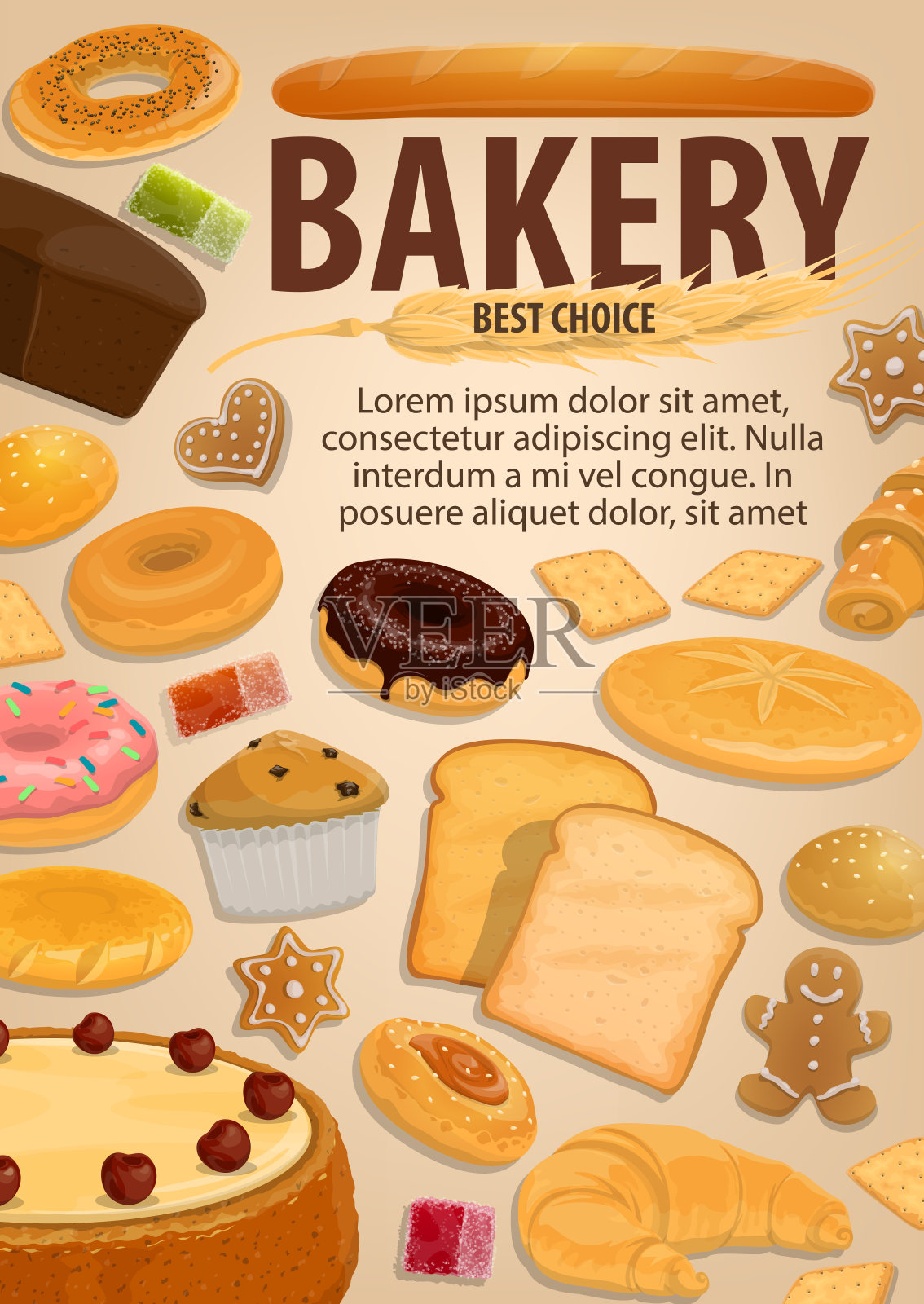 面包及糕点食品、烘焙、甜点设计模板素材