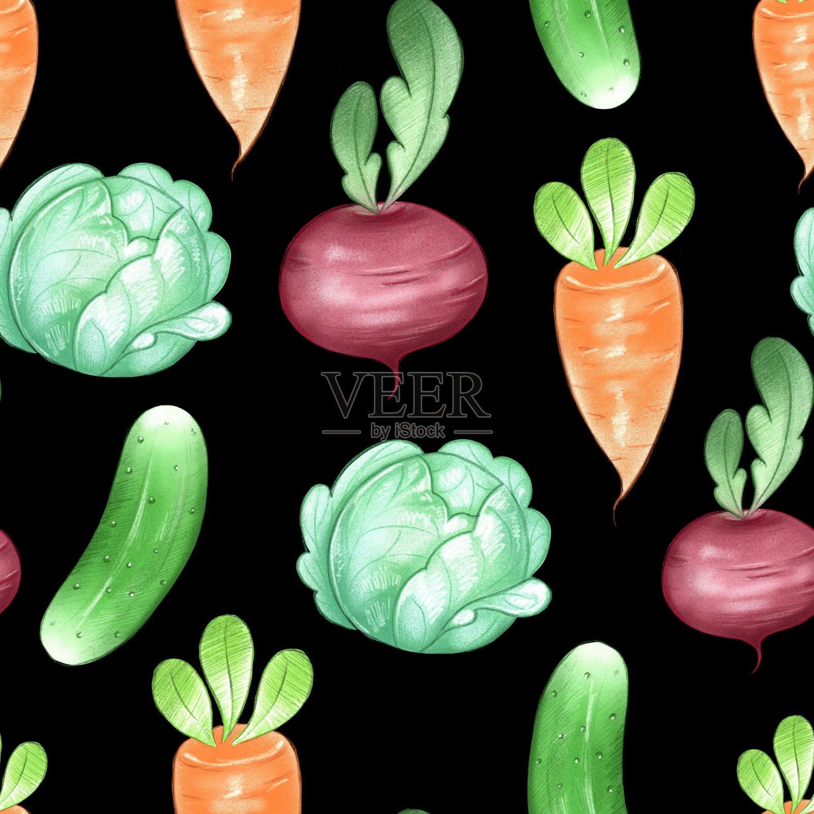 蔬菜无缝图案插画图片素材