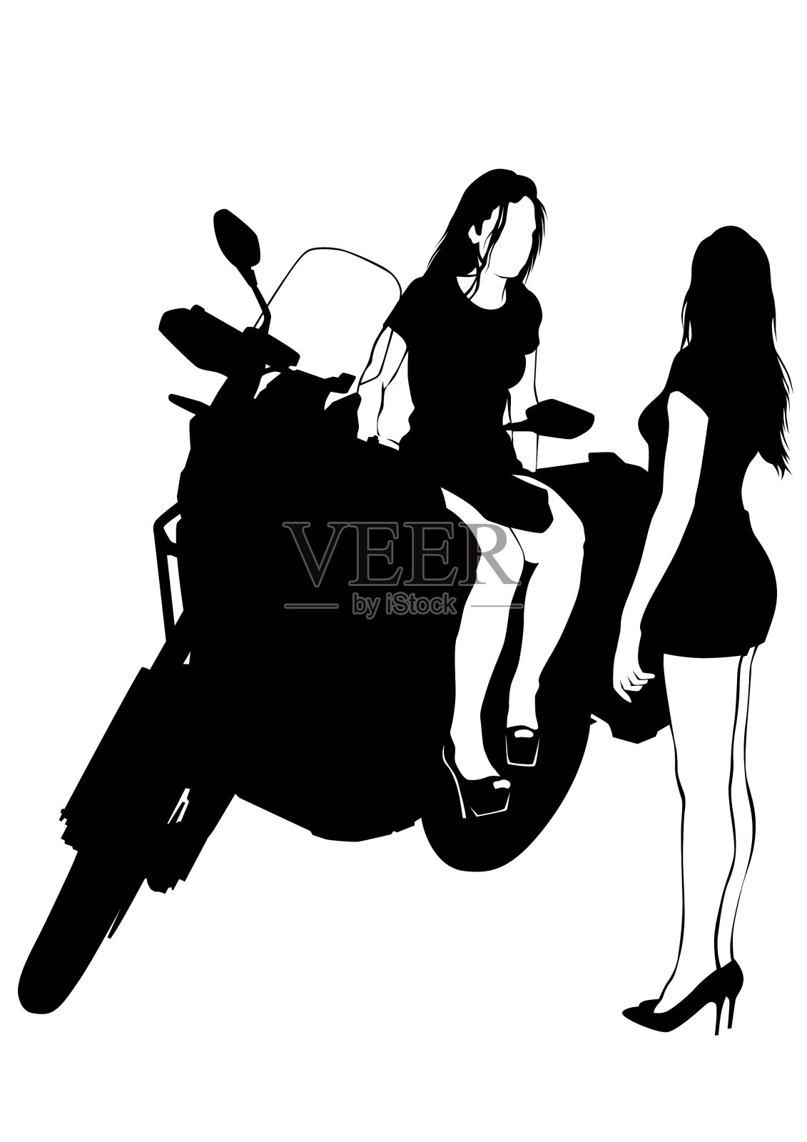 骑摩托的女孩插画图片素材