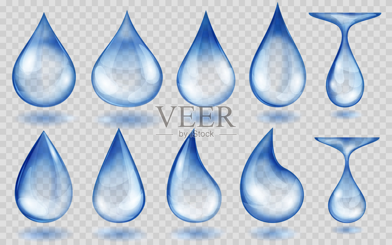 半透明的蓝色水滴设计元素图片