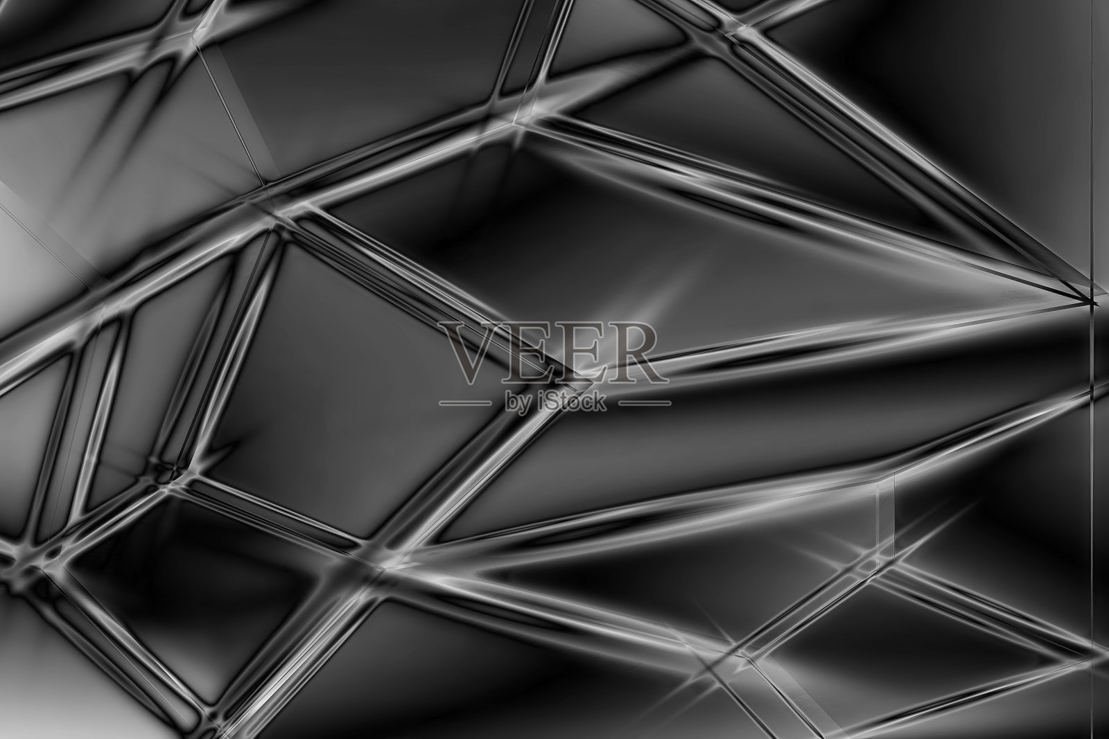 黑白抽象概念多边形技术背景。插画图片素材