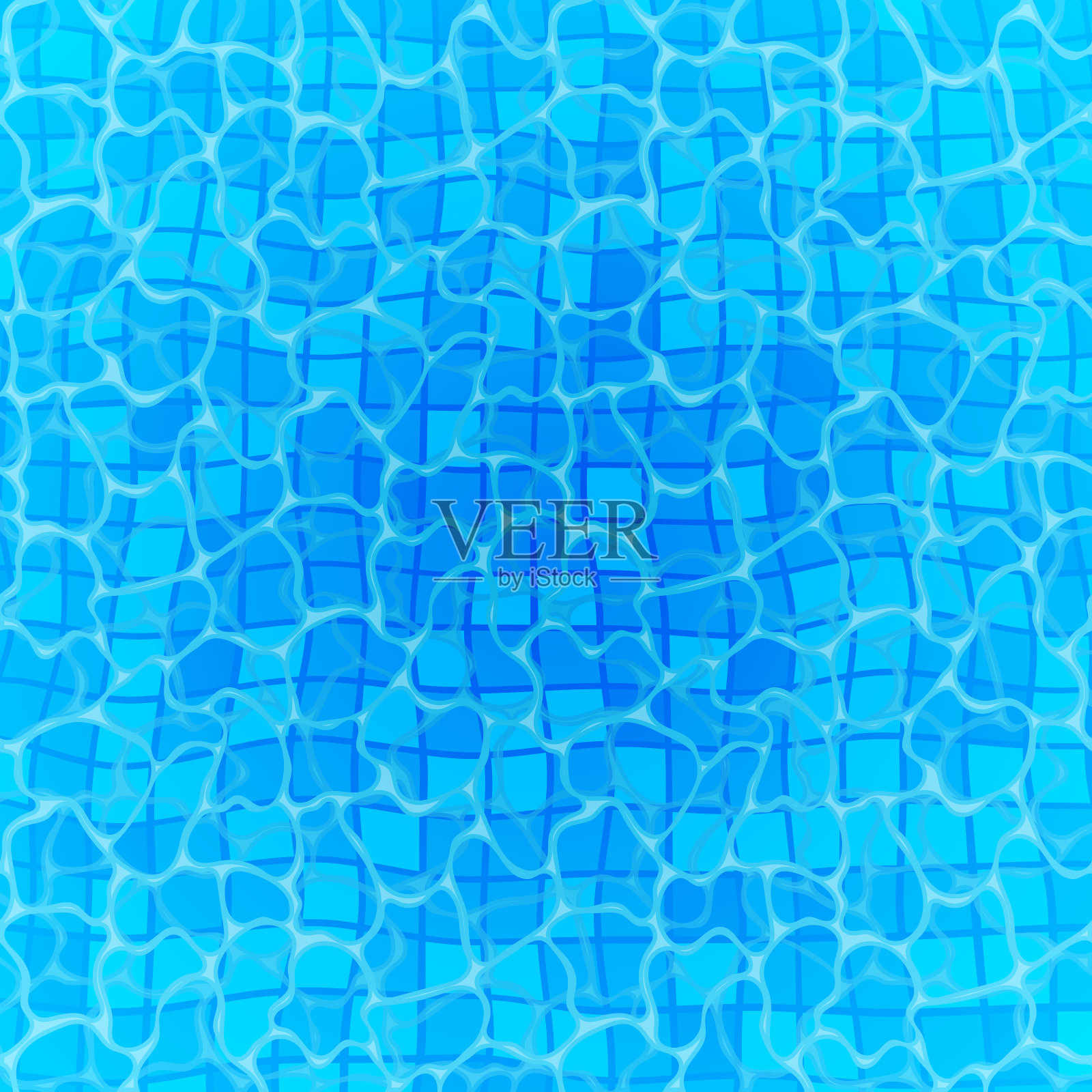 游泳池底部焦散线波纹和流动与波浪背景。无缝蓝色波纹图案。矢量图设计元素图片