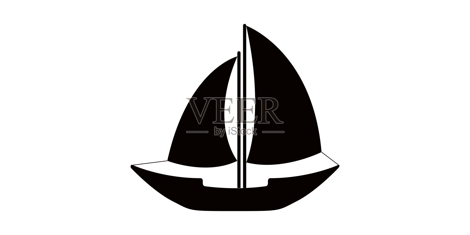 孤立的侧面视图的帆船图标插画图片素材