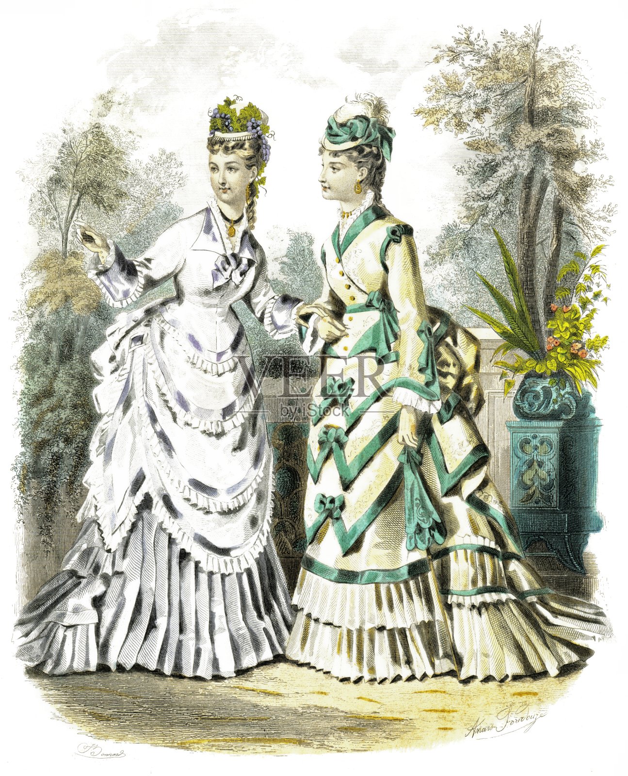 薄羊绒裙-罗缎裙。优雅时尚1874插画图片素材