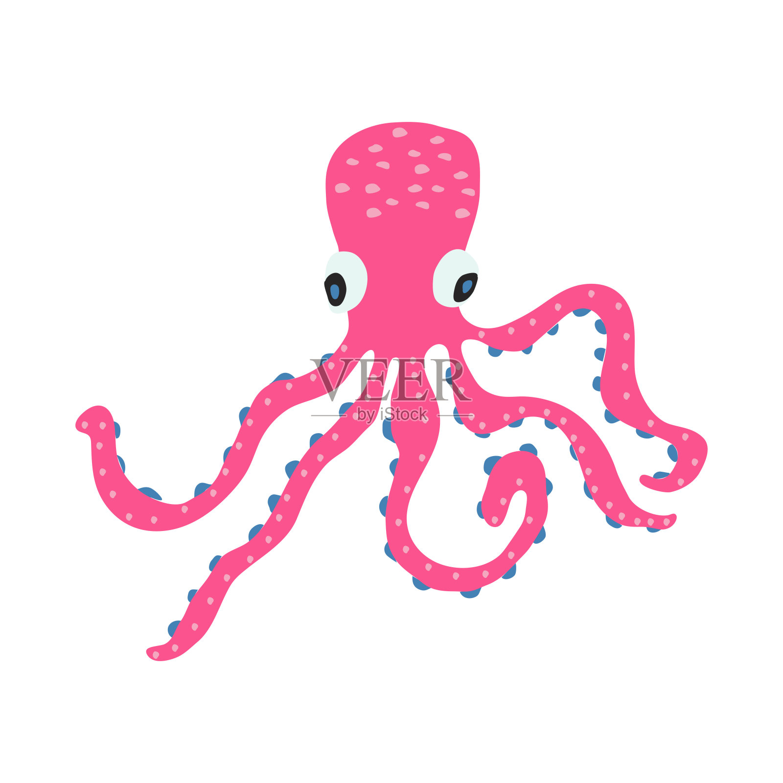 水下生物章鱼孤立白色，海洋动物织物，纺织品，壁纸，托儿所装饰，版画，儿童背景。向量插画图片素材
