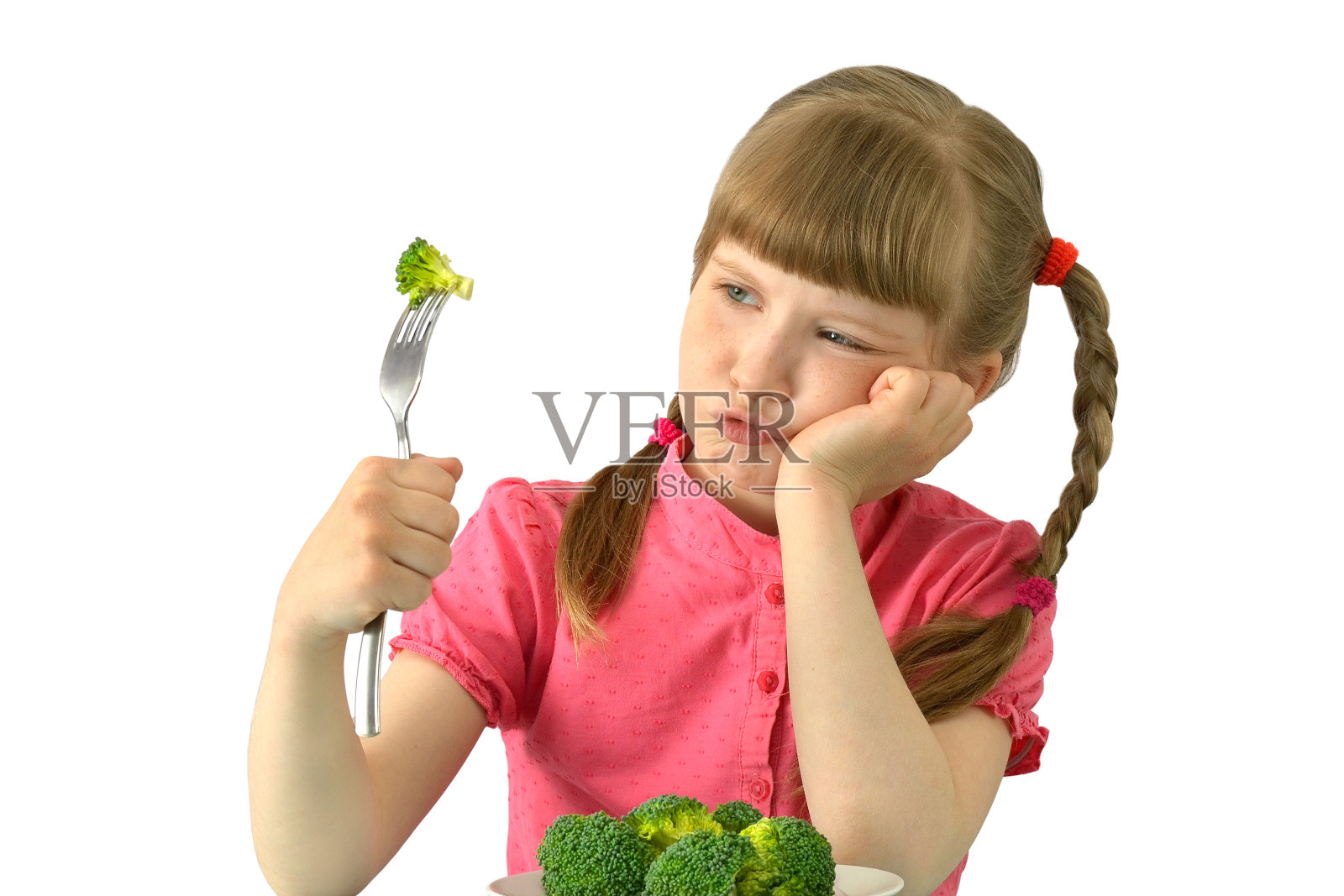 孩子，孩子，不像花椰菜白色孤立的背景照片摄影图片