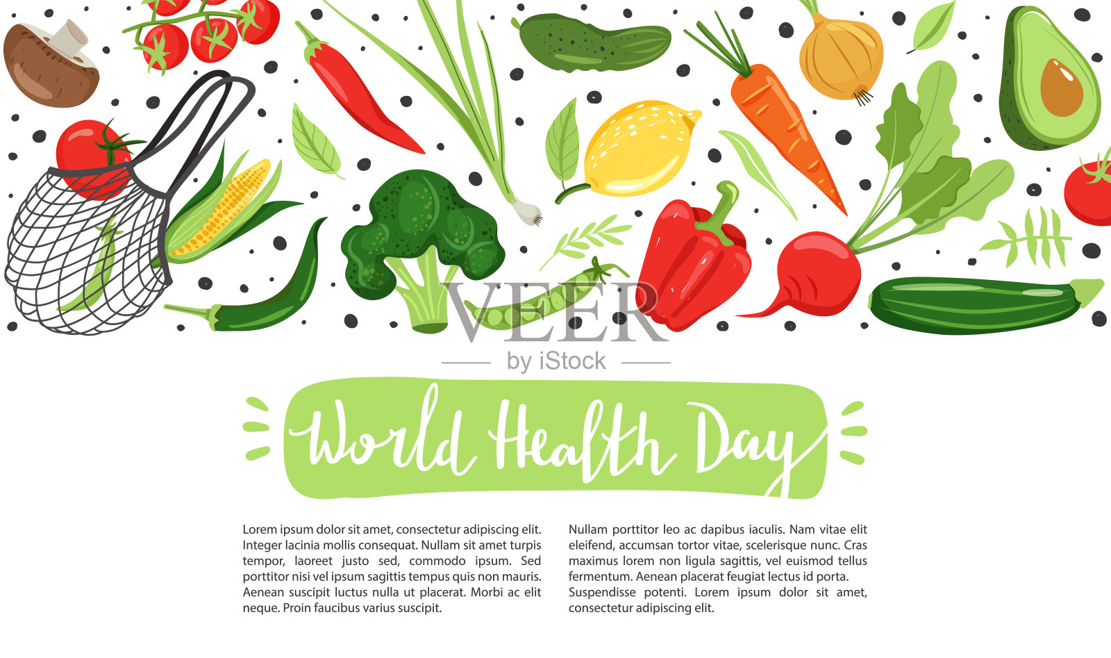 健康的生活理念。不同蔬菜的生态友好生活。插画图片素材