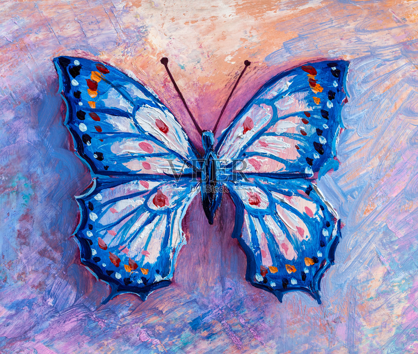 抽象绘画的蝴蝶插画图片素材
