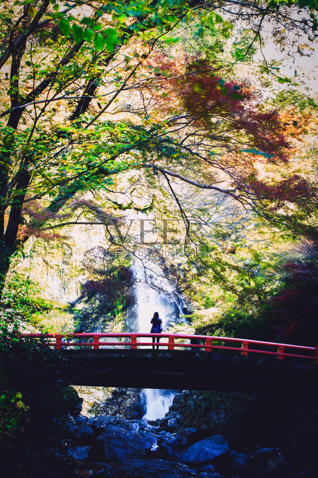 米诺瀑布秋天的季节照片摄影图片