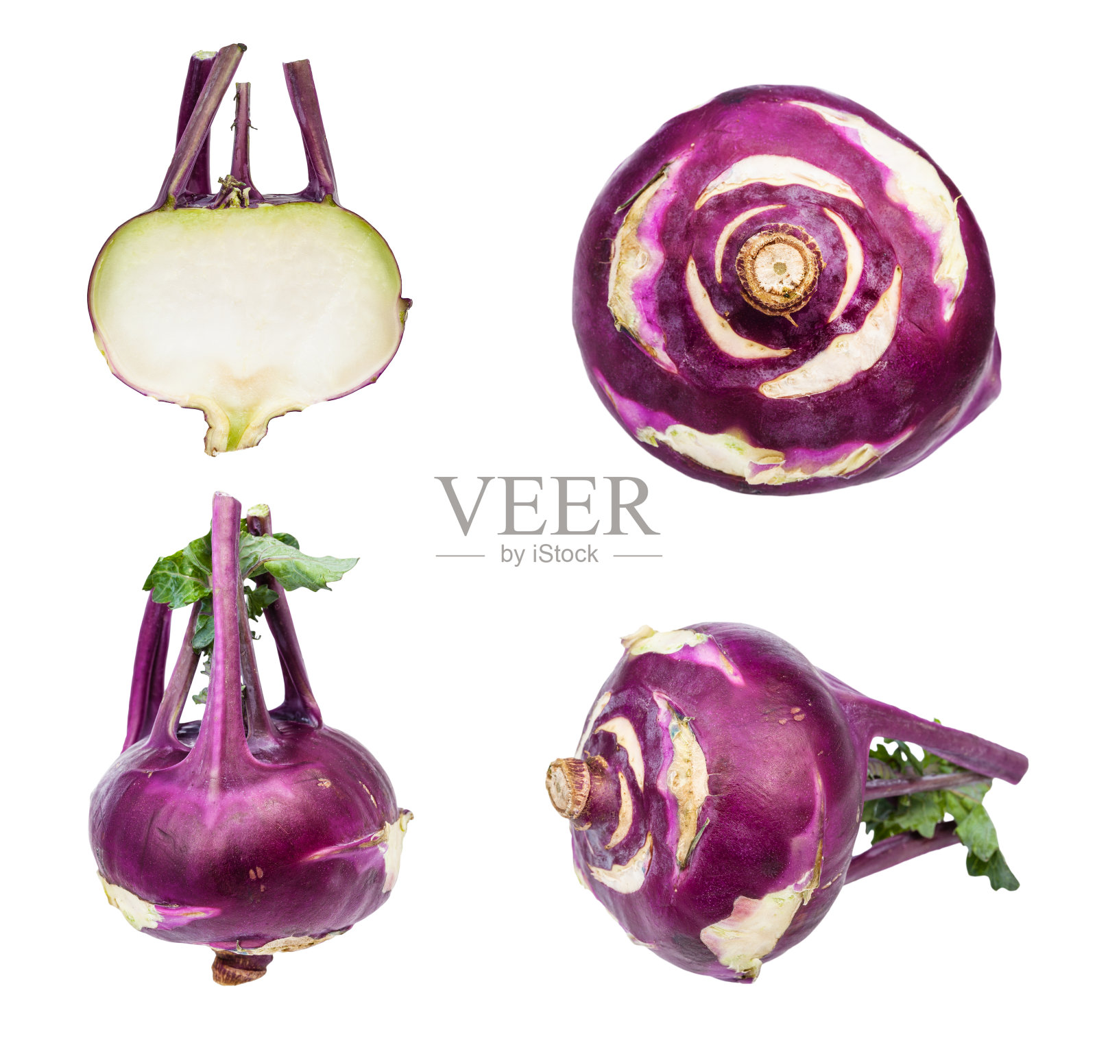 一套新鲜的紫色大头菜分离的球茎照片摄影图片