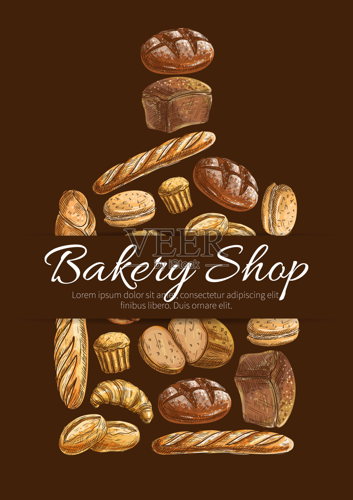面包店面包矢量海报插画图片素材