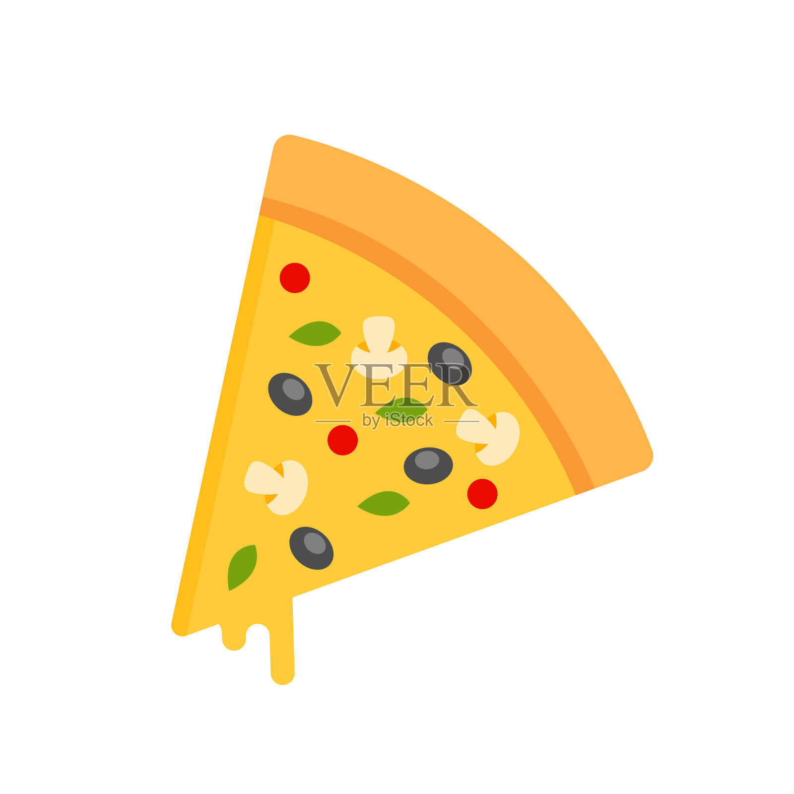 披萨切片图标孤立在白色背景。快餐披萨片图标。设计元素图片