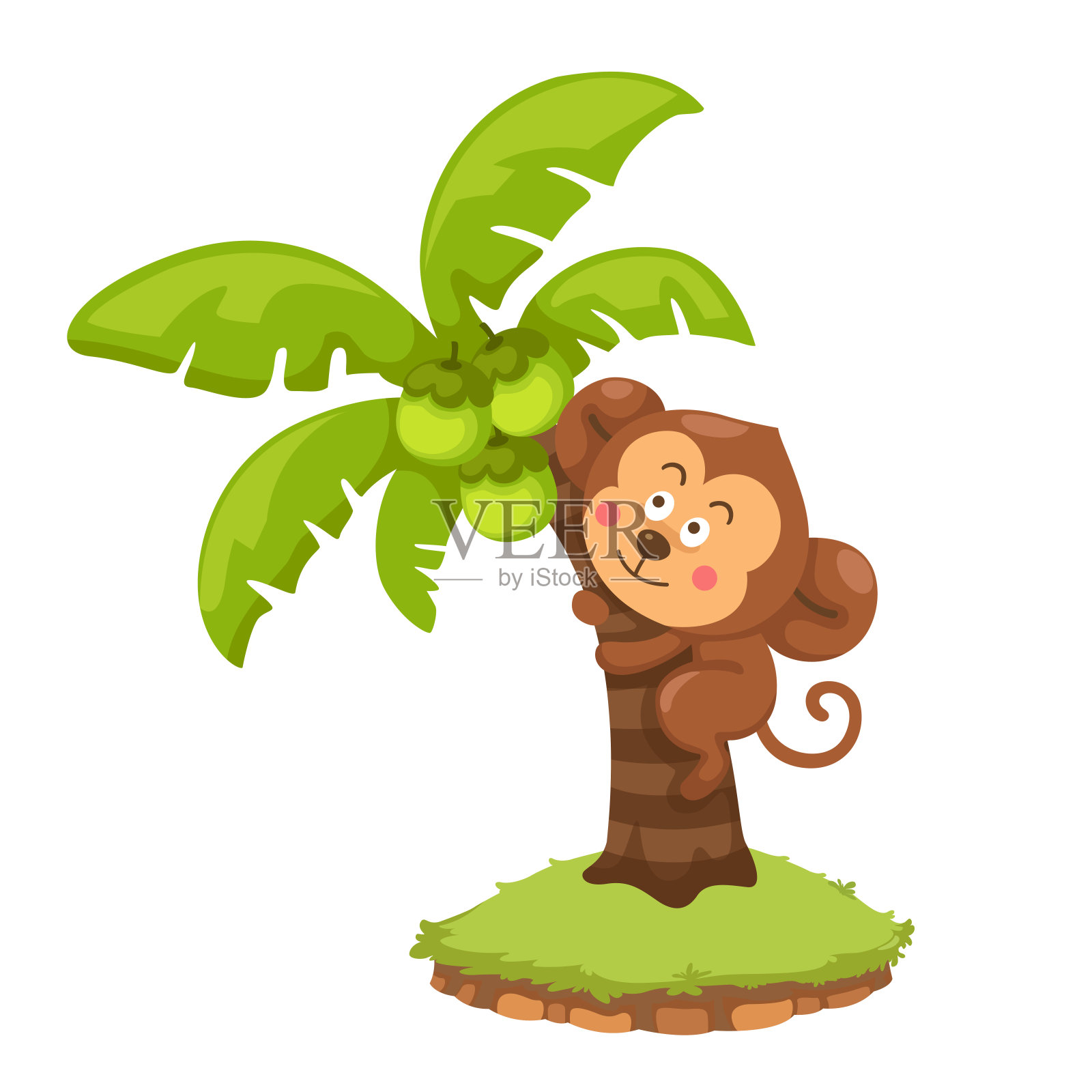 椰子树和猴子的插图插画图片素材