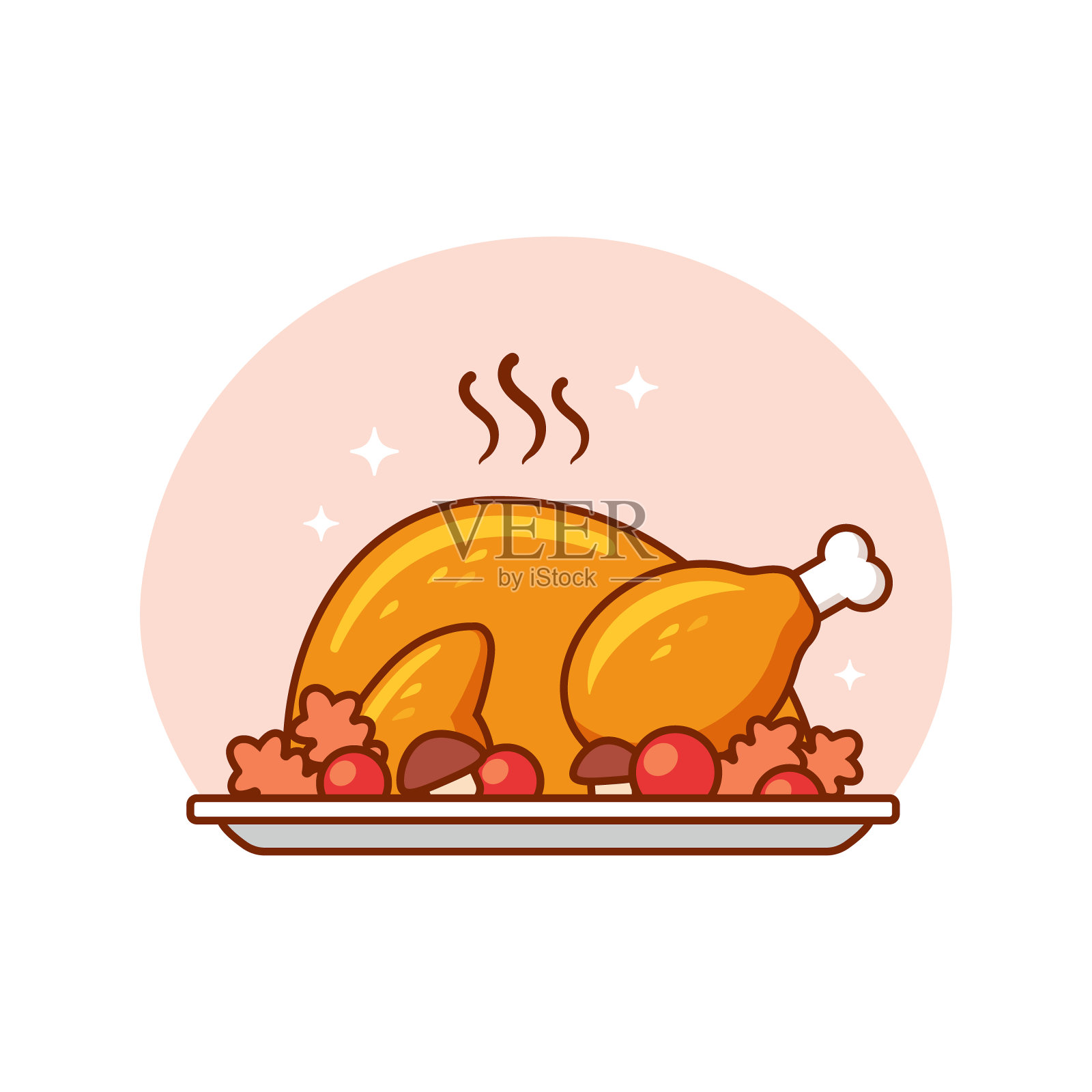 感恩节烤火鸡的插图设计元素图片