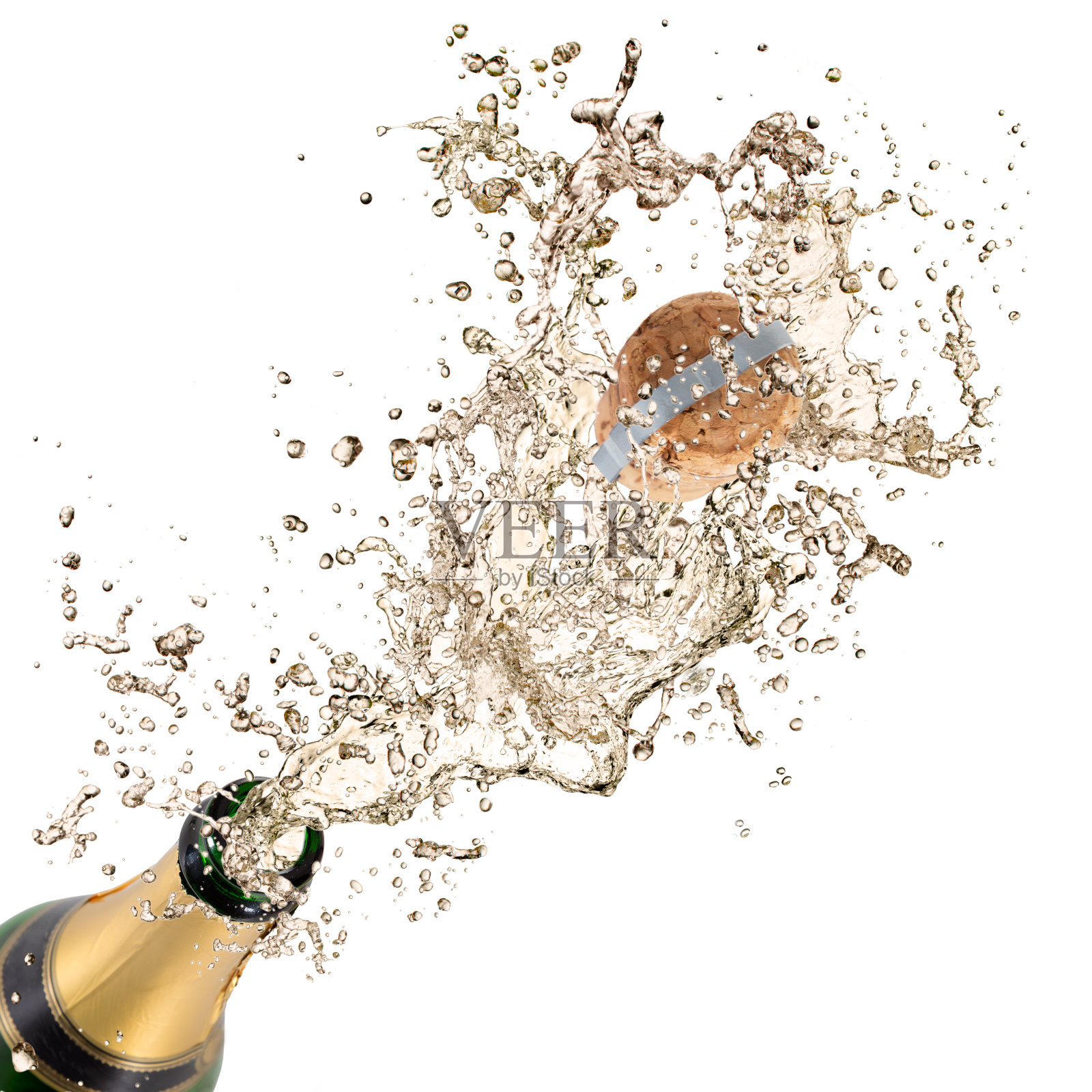 瓶香槟酒，2019新年庆祝主题。照片摄影图片