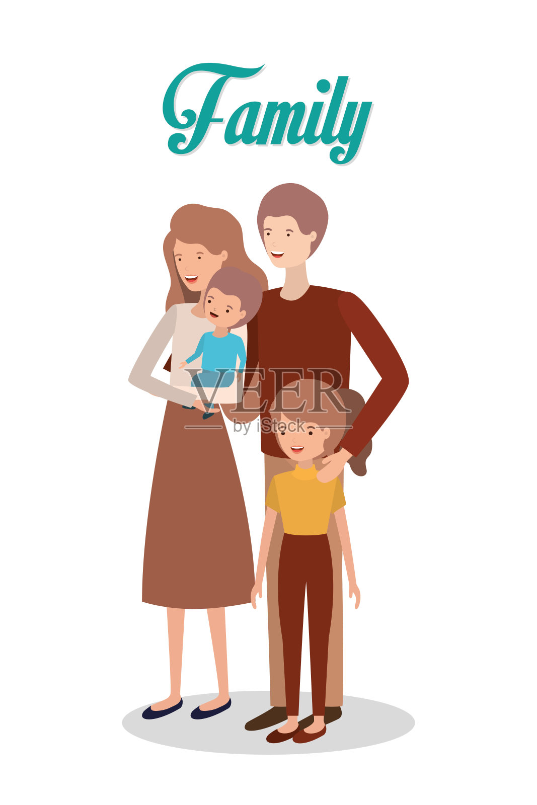 可爱和快乐的家庭成员角色插画图片素材