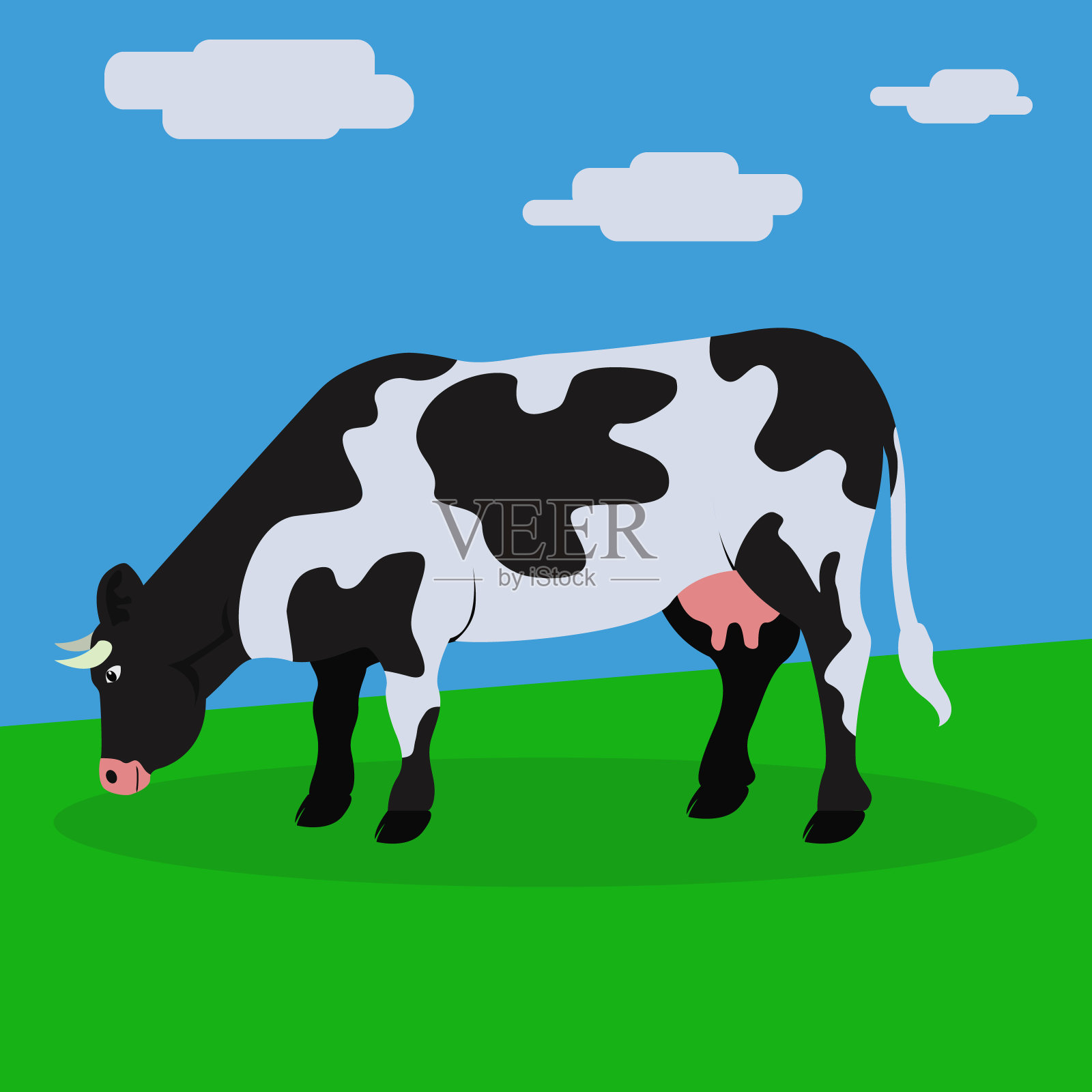牛吃草矢量插图插画图片素材