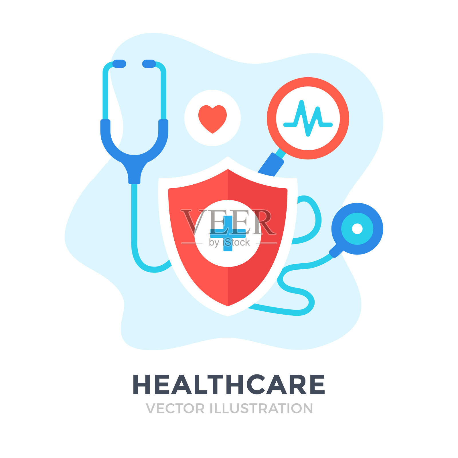医疗保健。平面设计。医疗、医药、健康保险、医院理念。矢量图插画图片素材