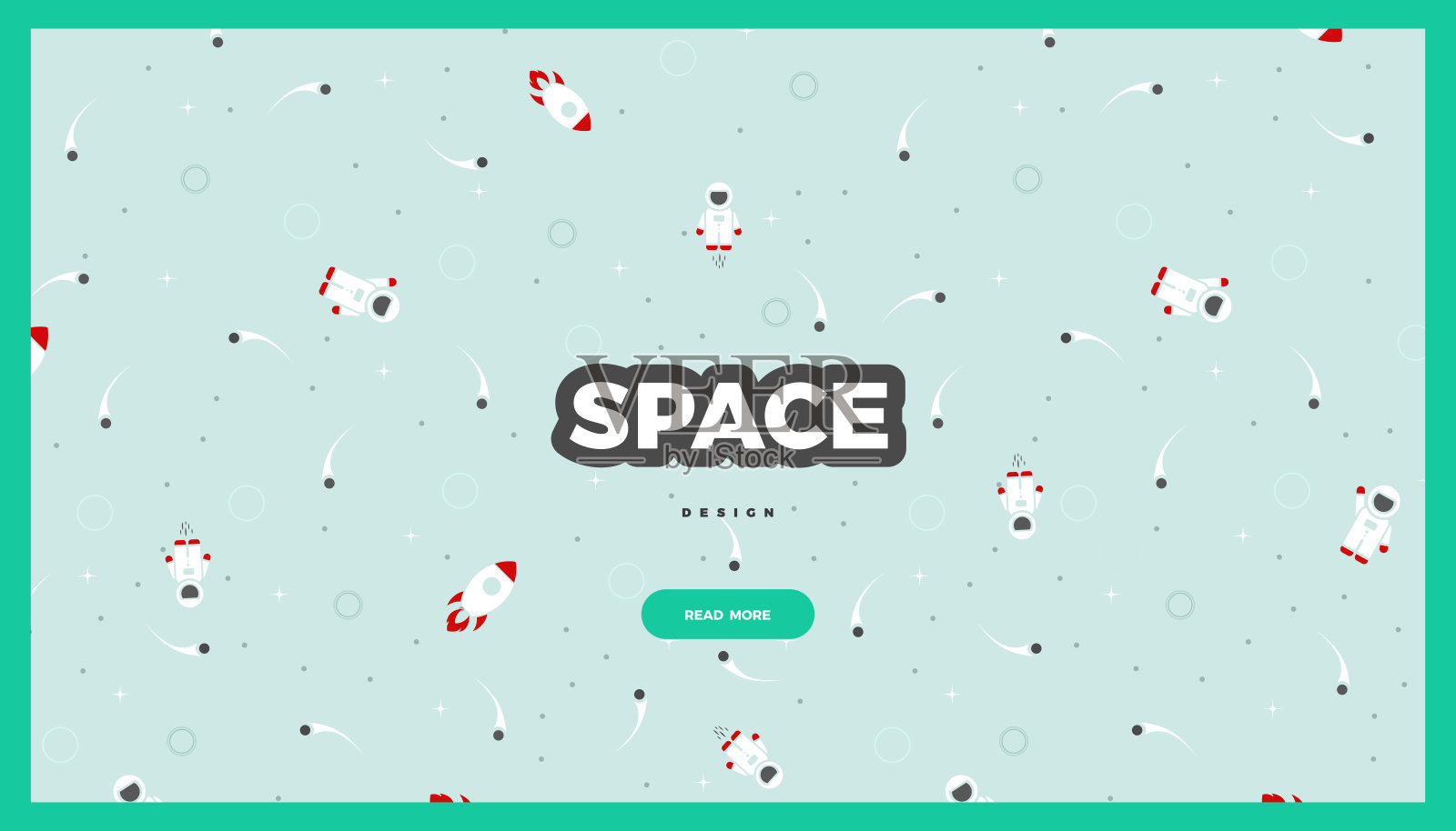 空间探索软蓝色网站模板，创意矢量设计设计模板素材