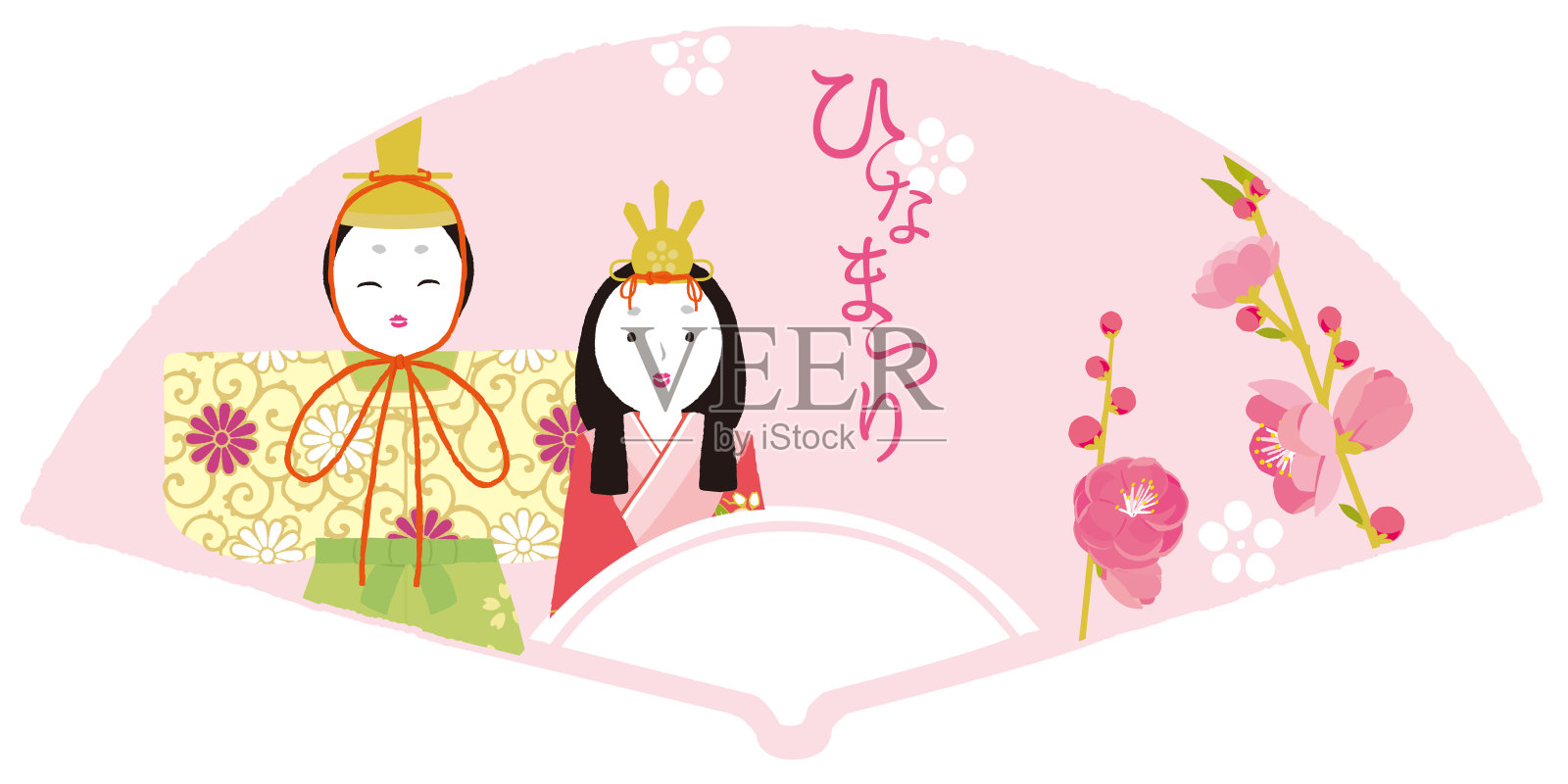 矢量插图的一个娃娃的日本女孩的节日。/ 3月3日。日本人庆祝娃娃节(女孩节)。这个节日是为了祈祷年轻女孩的健康和幸福。插画图片素材