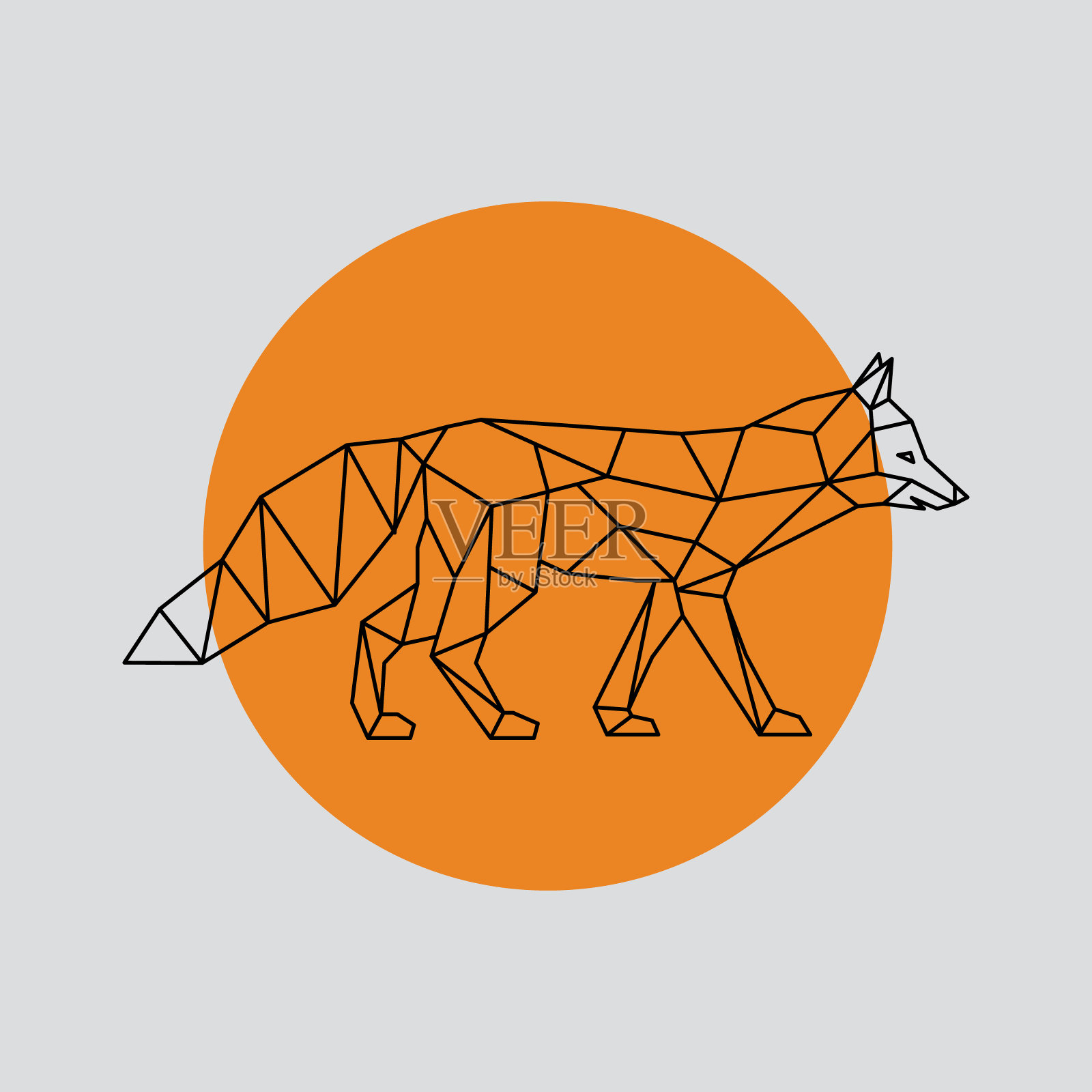 狐狸在多边形几何风格。轮廓矢量插图。侧视图。野生动物。设计元素图片