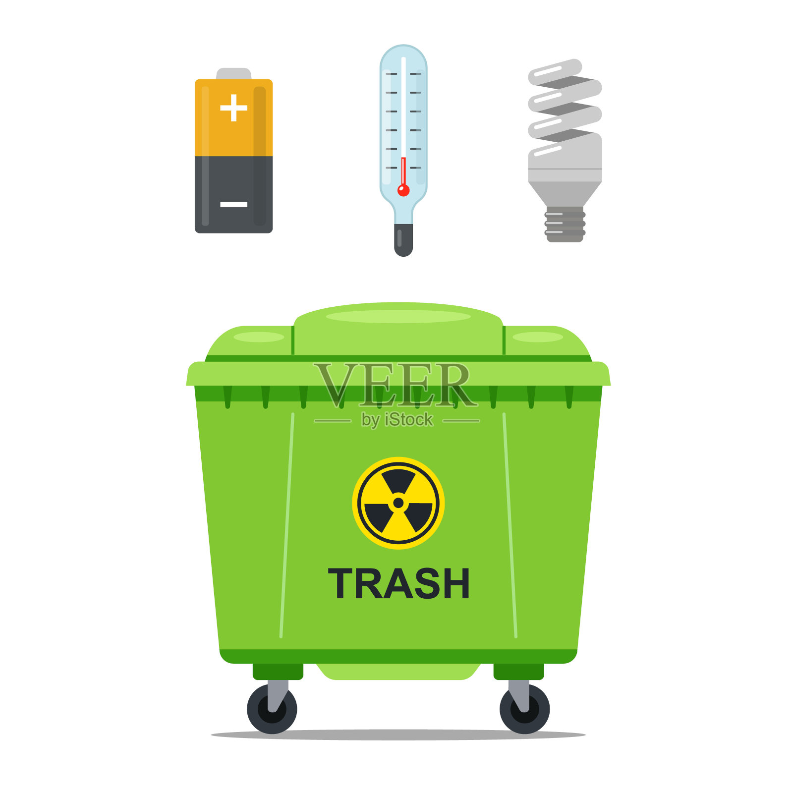 存放危险垃圾的废铁容器插画图片素材
