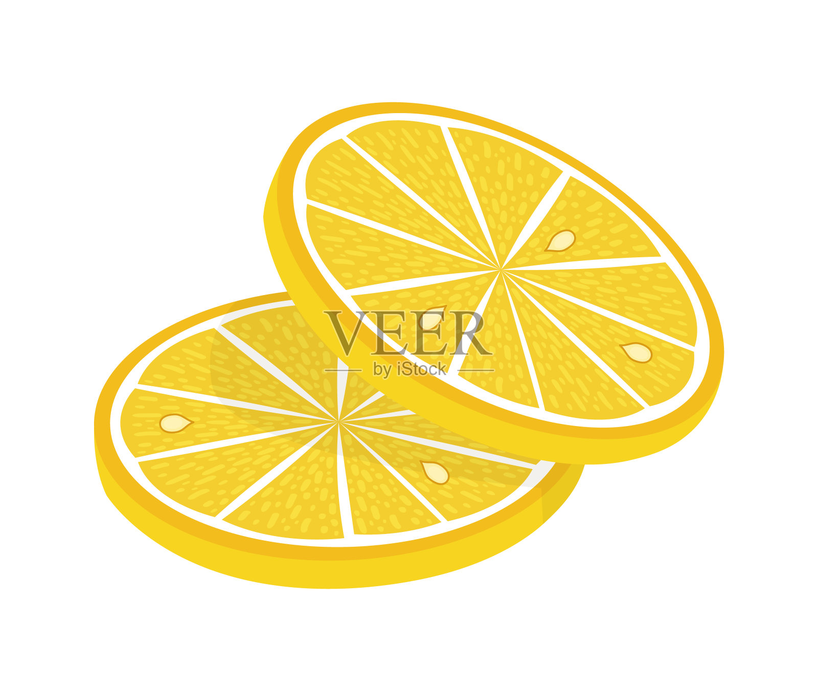 柠檬片矢量插图上的白色背景。新鲜酸柠檬图标。标志设计插画图片素材