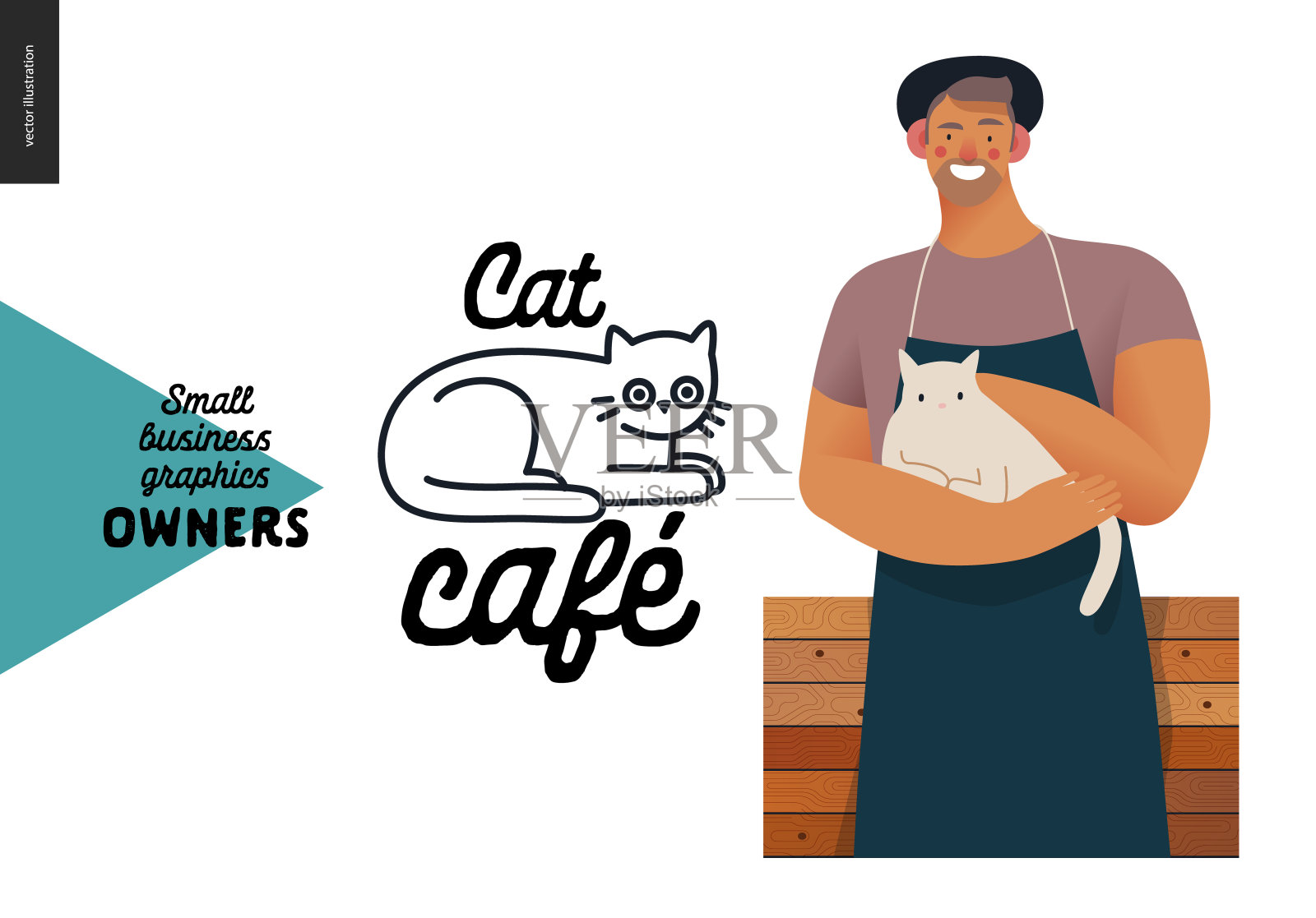 业主-小型商业图形-猫咖啡馆插画图片素材