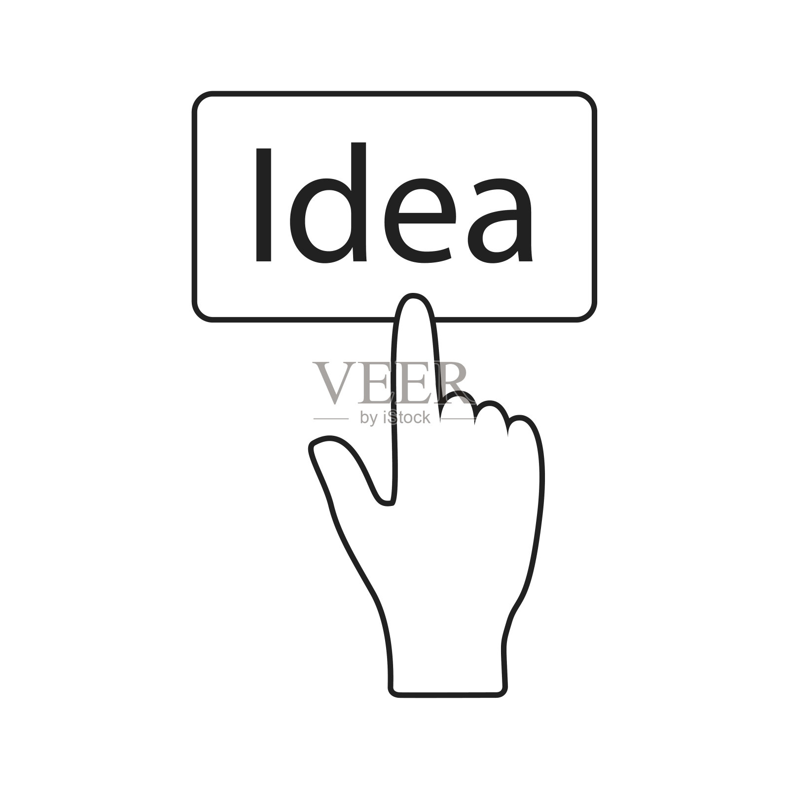 手按按钮的想法在白色的背景。设计元素图片