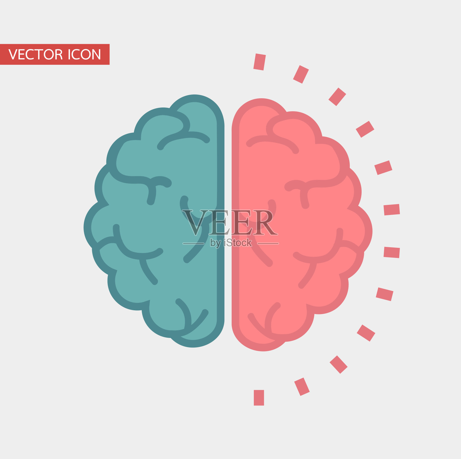 左、右人类创造性大脑概念插画图片素材