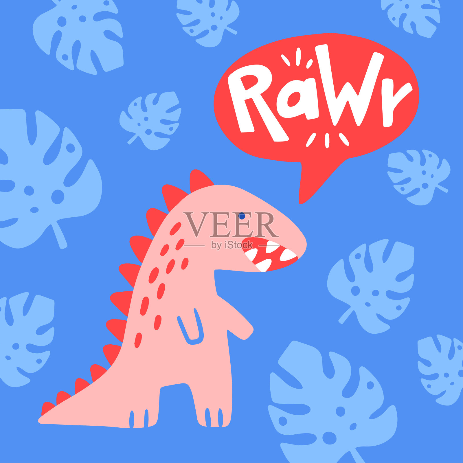 恐龙说Rawr卡片插画图片素材
