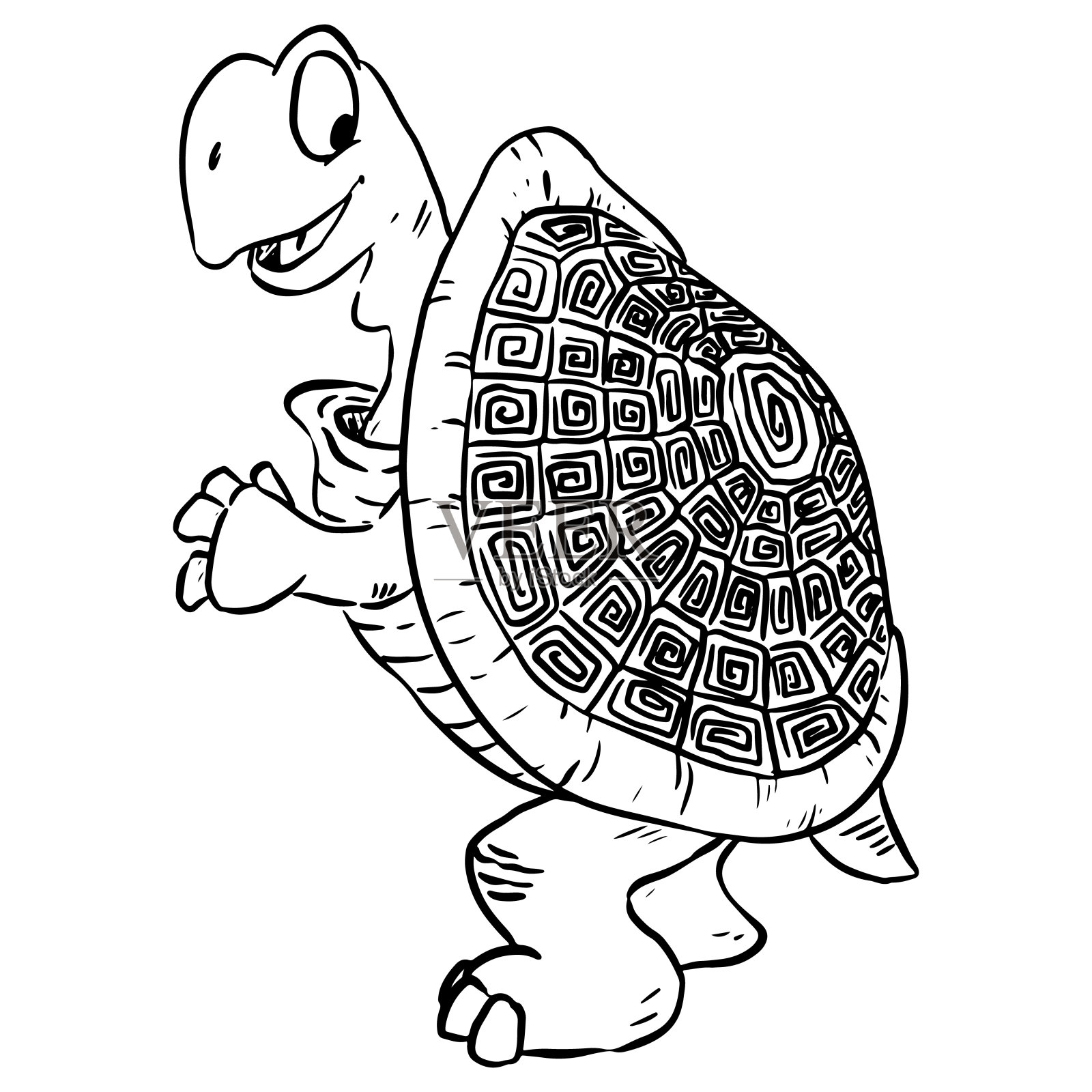 乌龟的形象。可爱的乌龟的卡通插图。漫画风格的宠物涂鸦设计元素图片