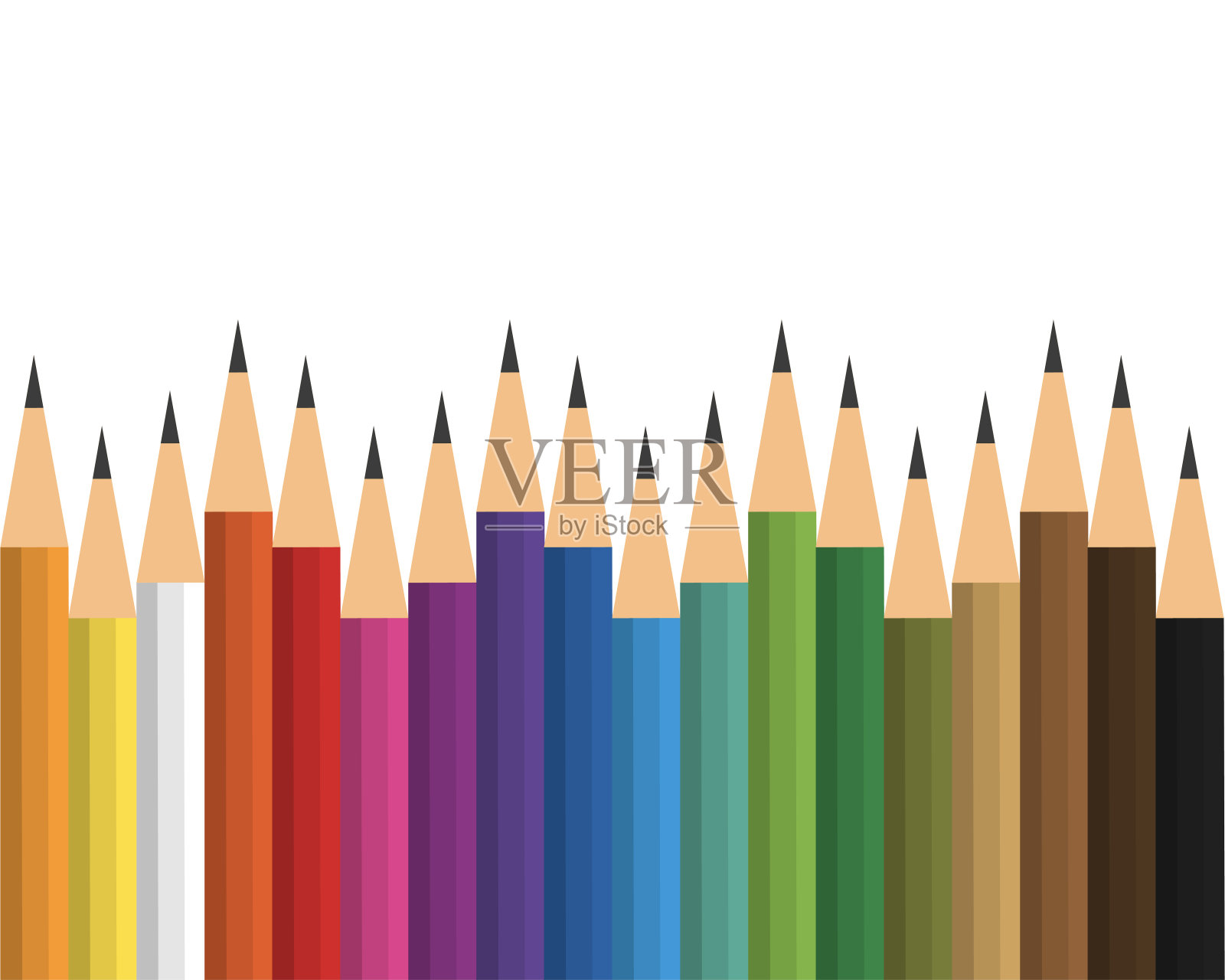 在白色背景上使用不同长度的铅笔。设计元素图片