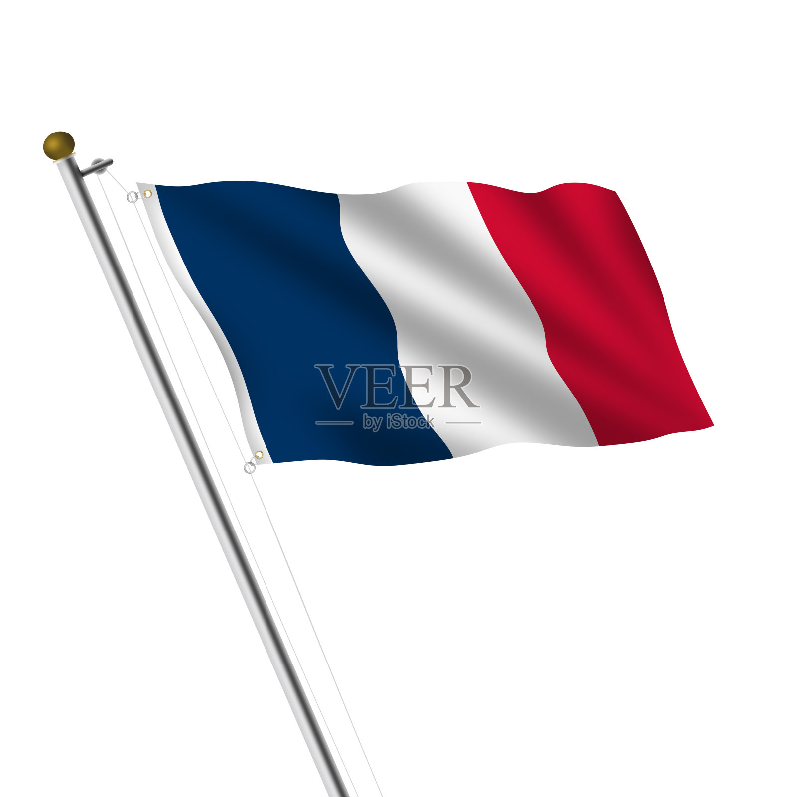 一个法国旗杆插图在白色与剪切路径插画图片素材