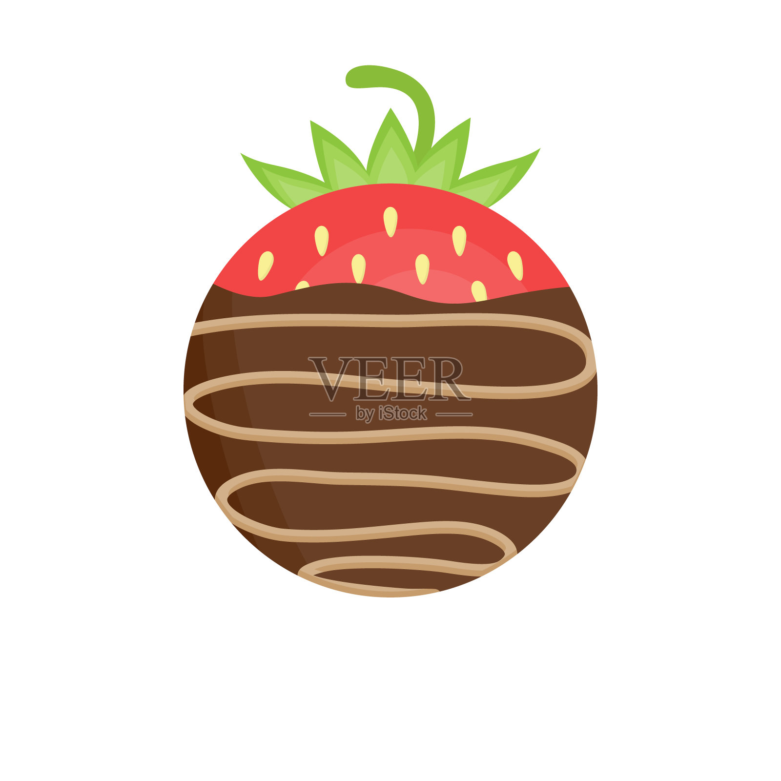 可爱的巧克力草莓圆向量设计元素图片