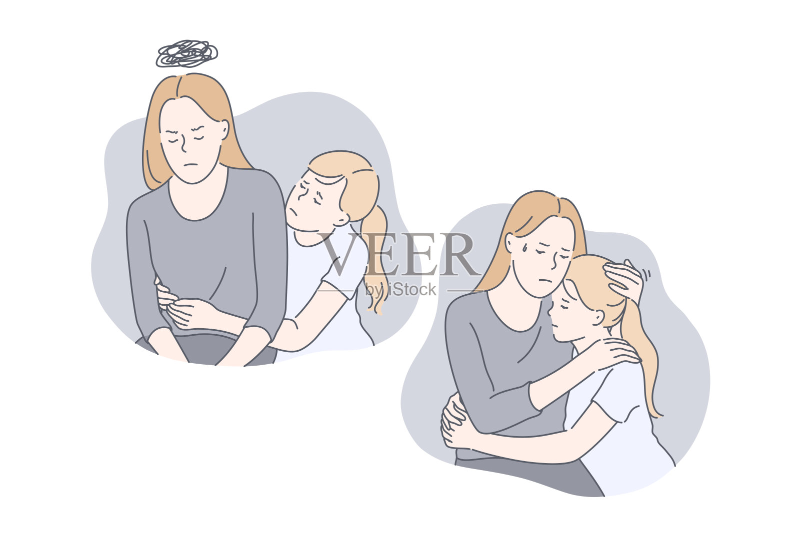母亲和女儿的关系问题集概念插画图片素材