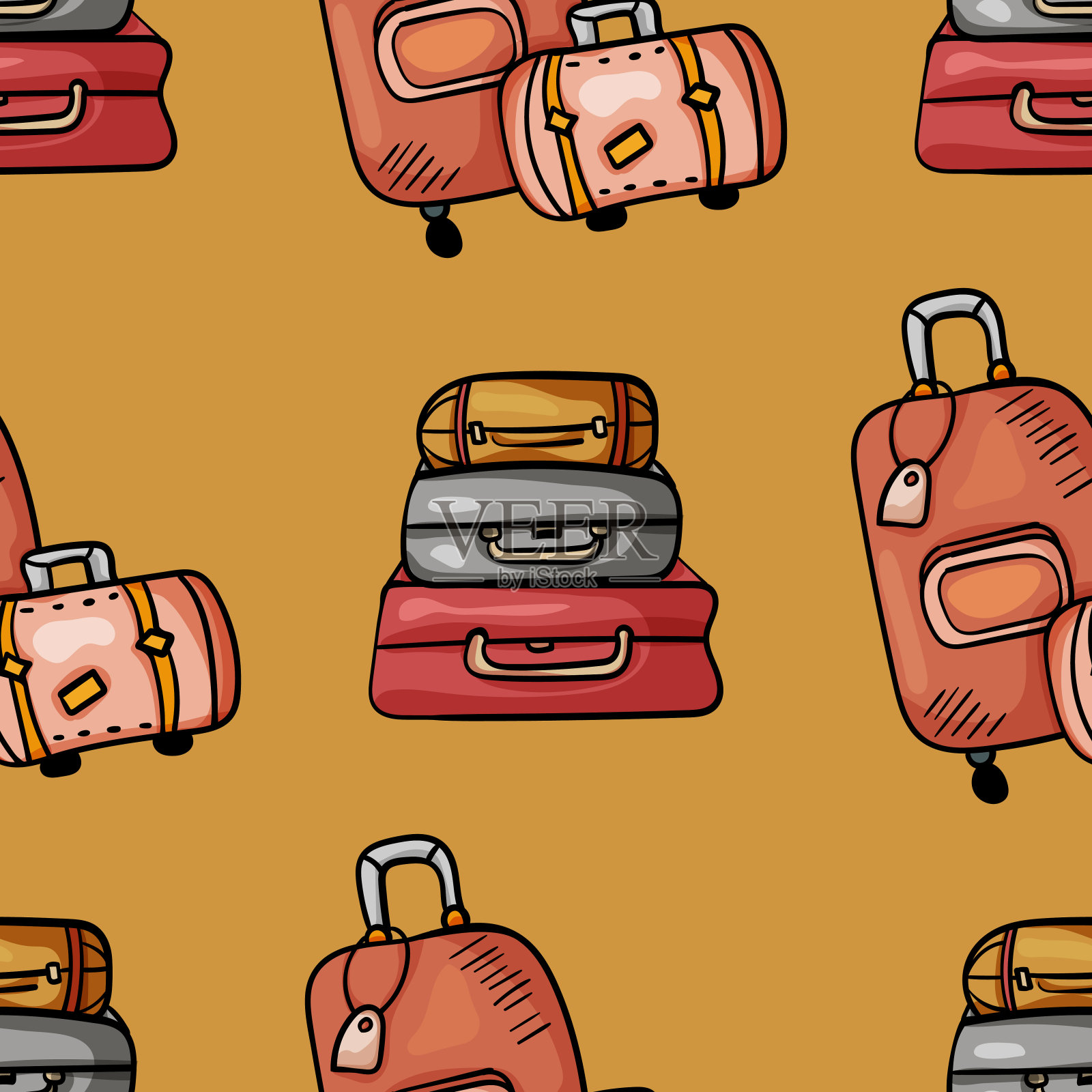 旅行和旅游的个人配件。背景,手提箱。矢量涂鸦风格的插图。插画图片素材