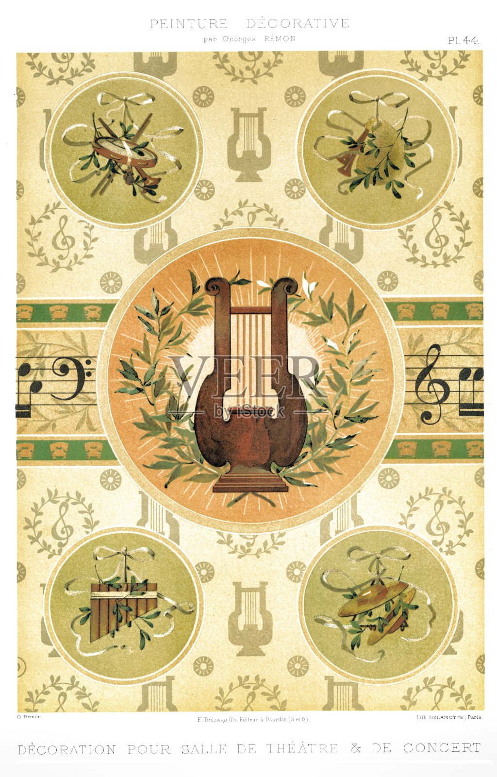 剧院和音乐厅的装饰，由装饰绘画1895年插画图片素材