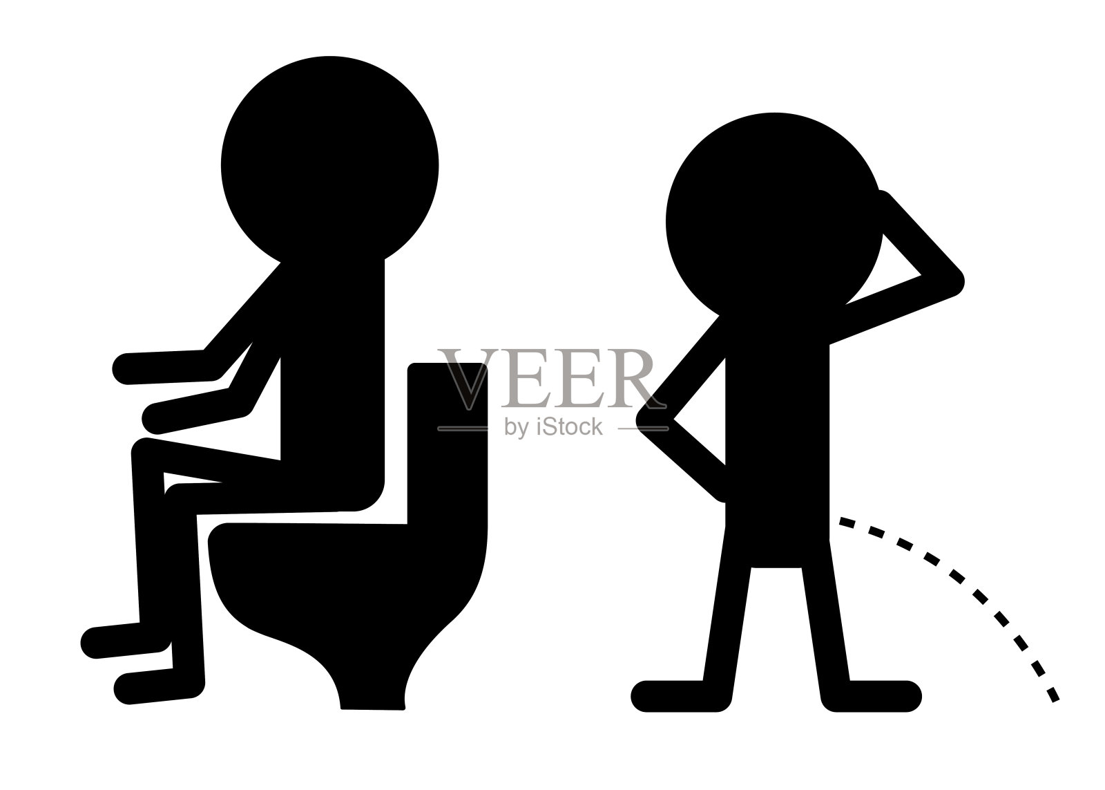 撒尿拉屎的男孩。男性性别图标集。厕所厕所门标志坐在马桶上。黑色轮廓象形图。绅士的数字。平面设计。孤立。白色背景。插画图片素材