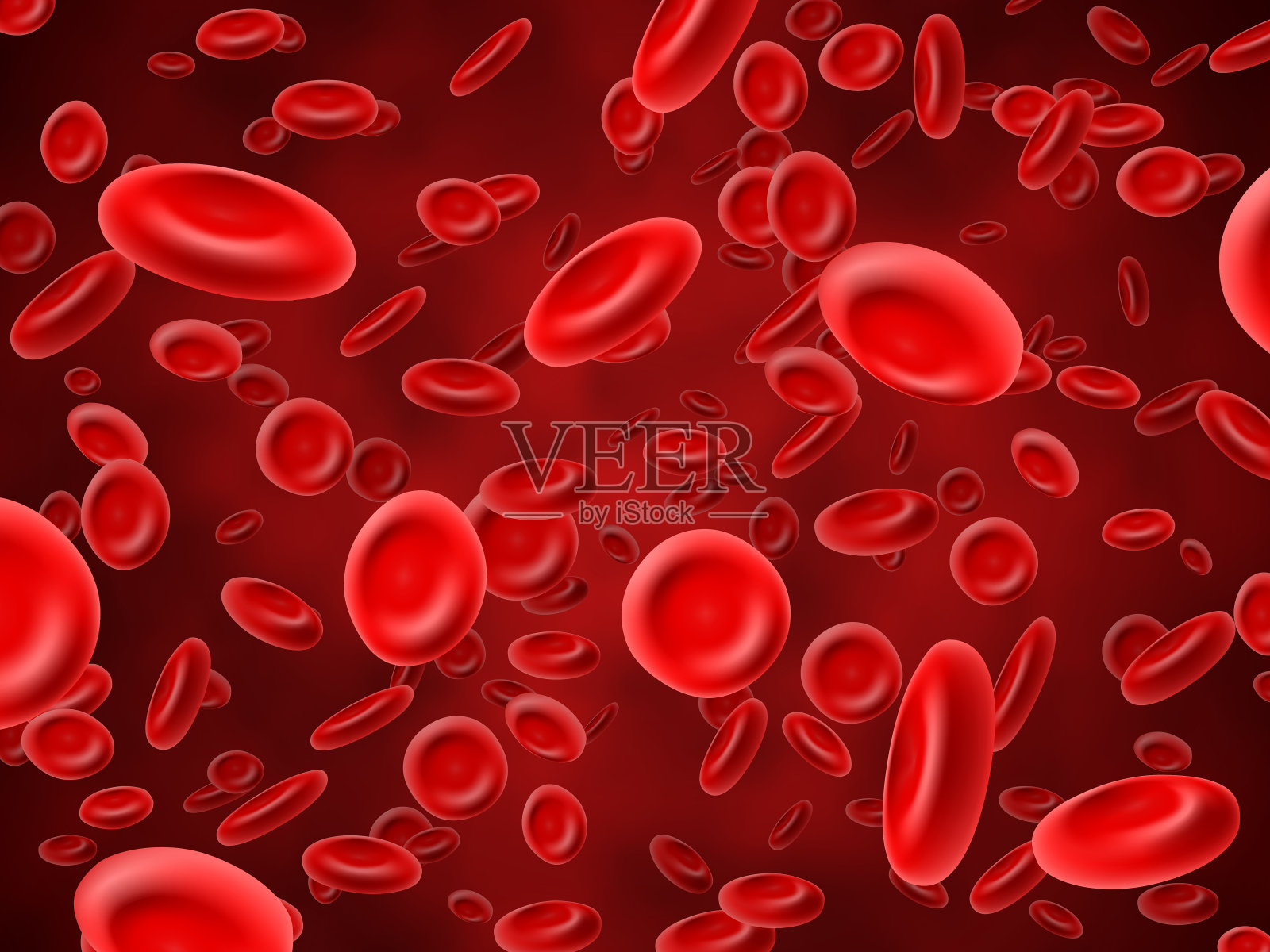 红细胞。医用血液学载体背景与3d宏红细胞插画图片素材