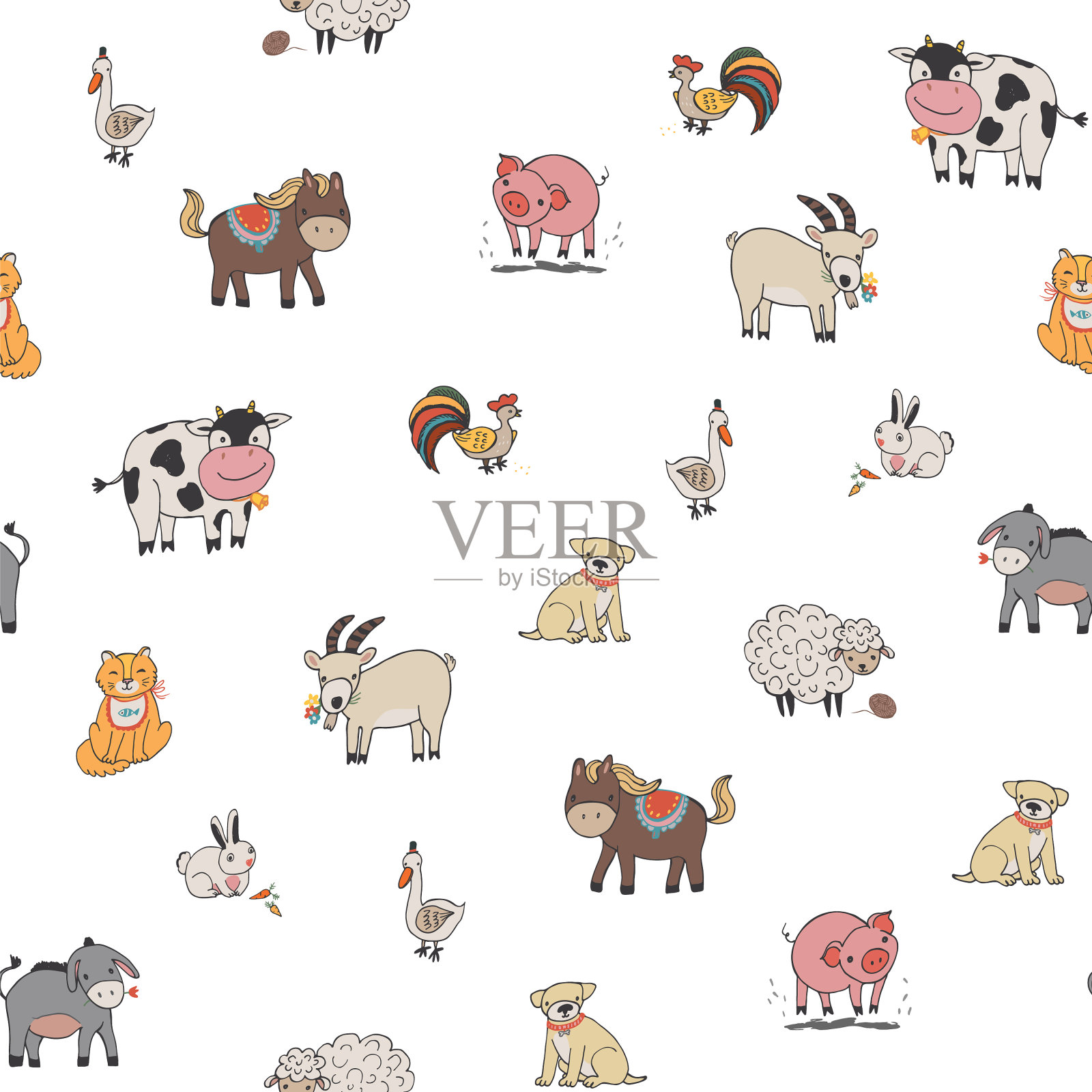 农场动物插画图片素材