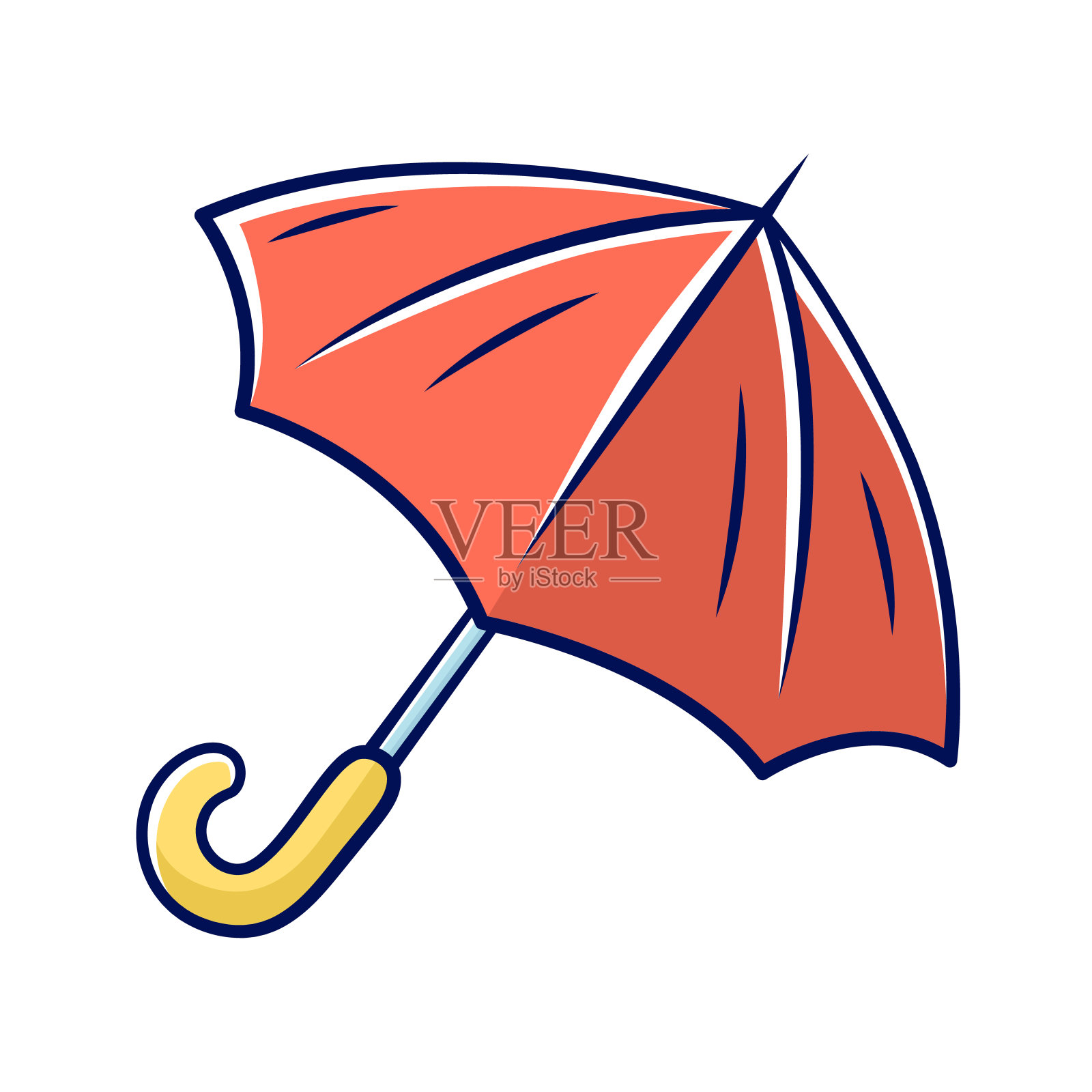 打开伞的颜色图标。恶劣、雨天、暴风雨天气防水。时尚的旅行配件。可以随身携带的遮阳伞,阳伞。方便出行，出行装备。孤立的矢量图设计元素图片