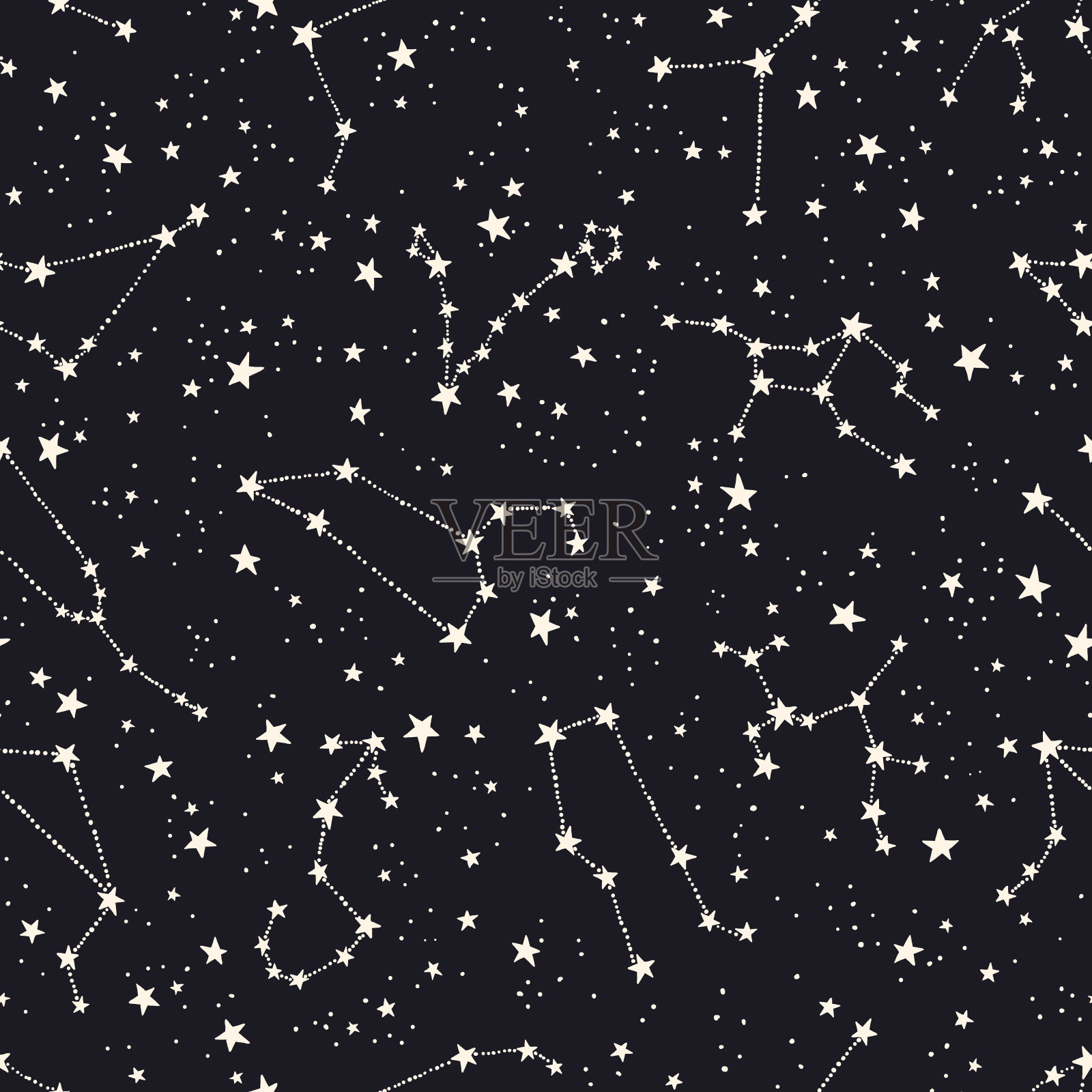 占星学以黄道十二宫的星象为无缝模式。星座符号空间背景插画图片素材