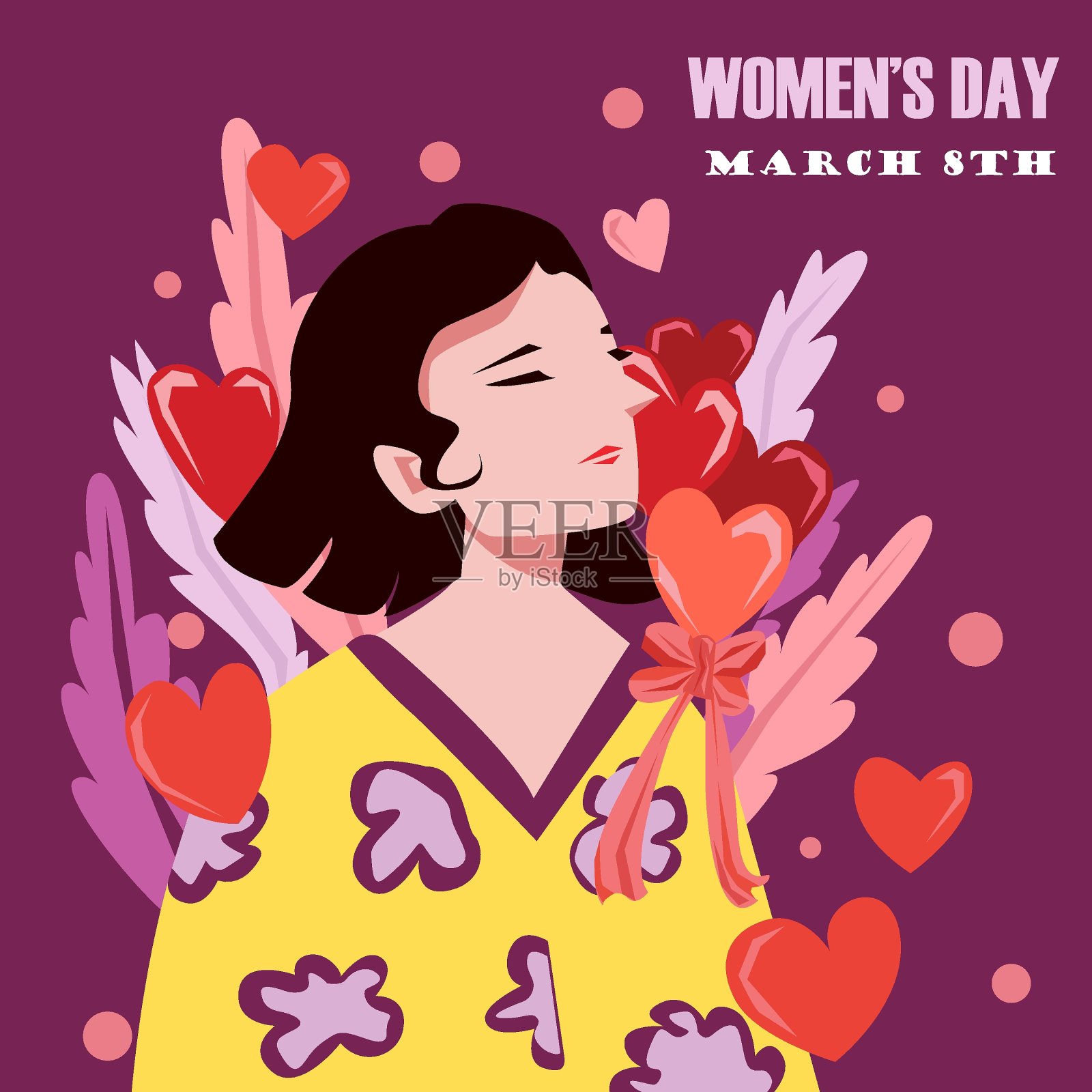 国际妇女节，快乐女性问候插画背景插画图片素材