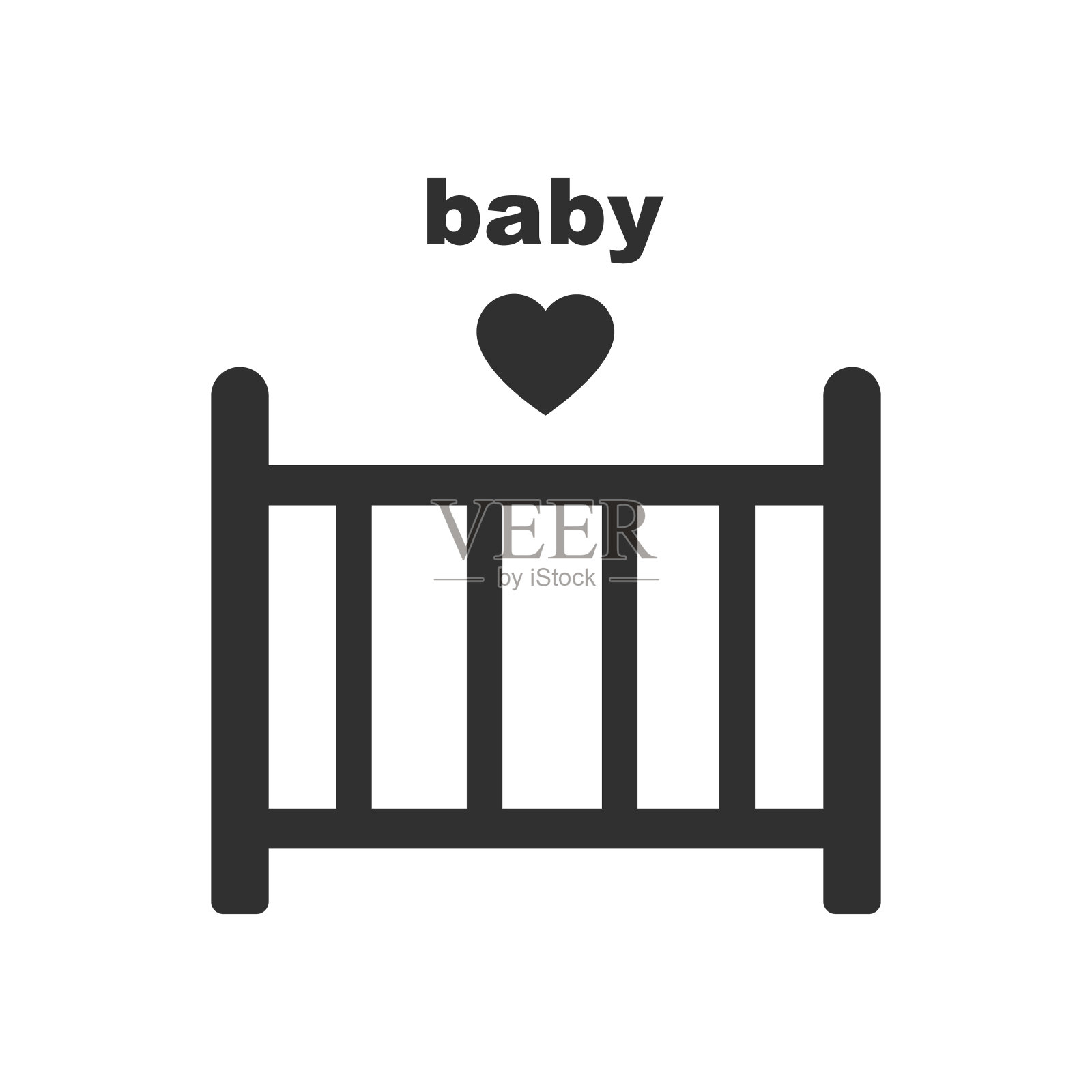 婴儿床图标孤立在白色背景。矢量插图。插画图片素材
