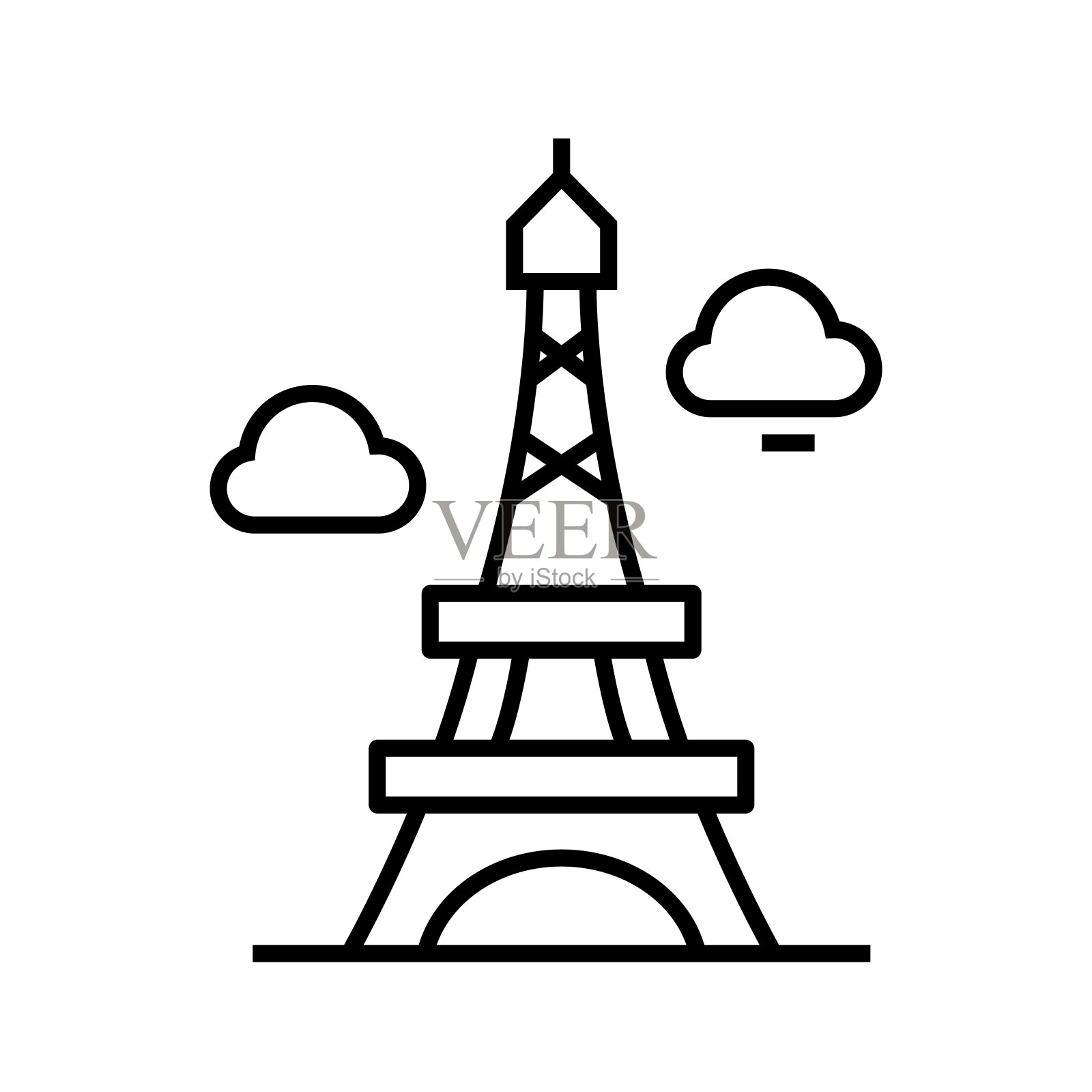 巴黎线图标，概念符号，轮廓矢量插图，线性符号图标素材