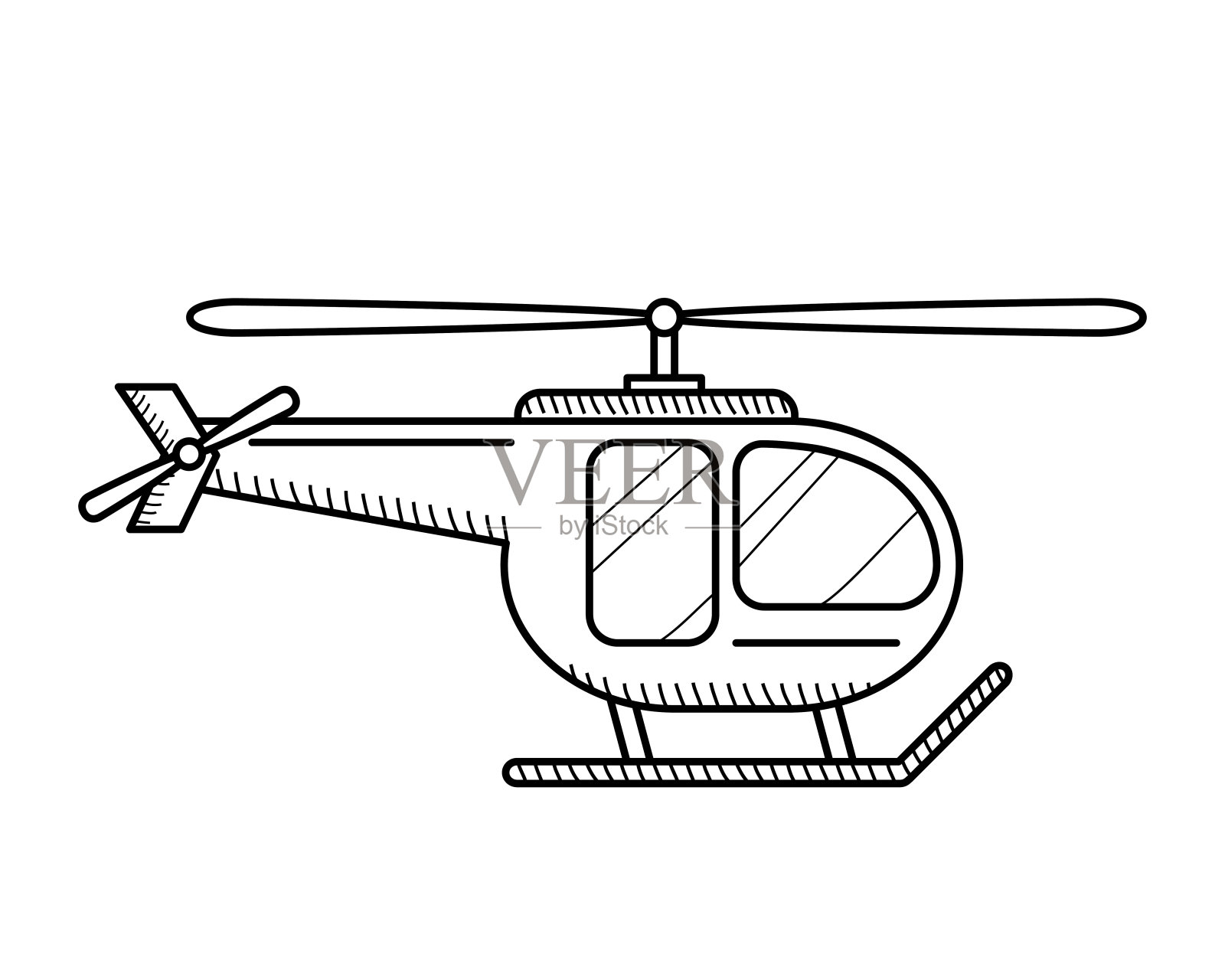 直升机。黑色和白色设计元素图片