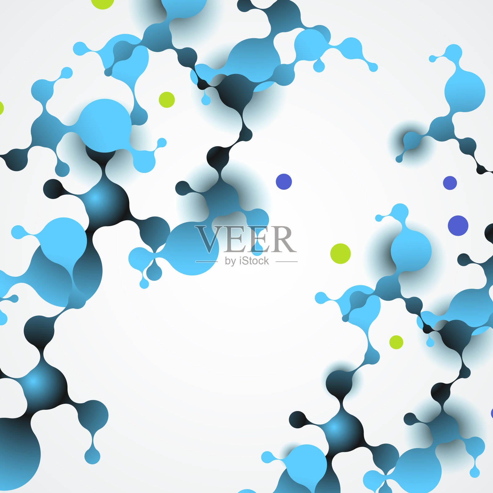 抽象分子结构与球形粒子连接。矢量图插画图片素材