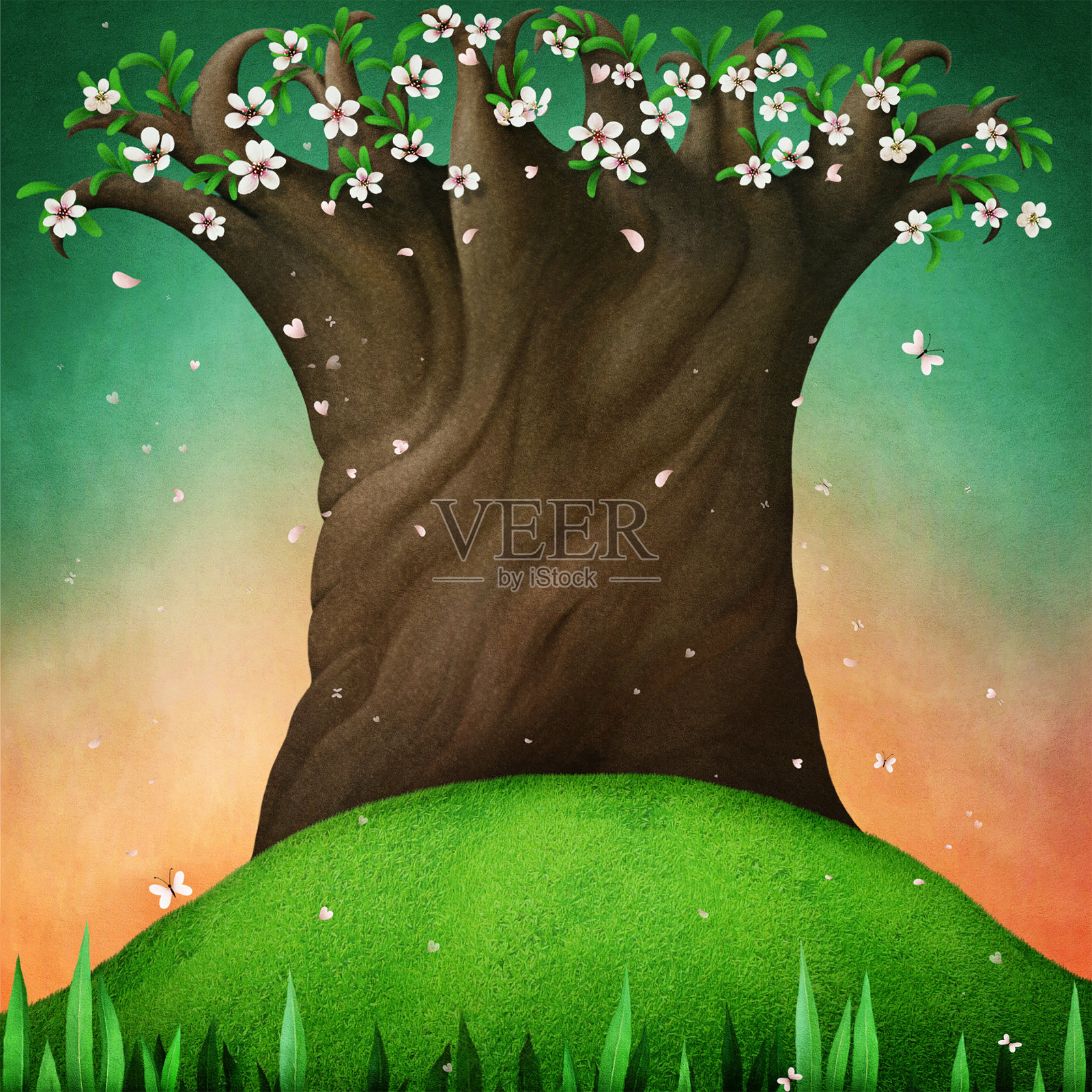 大树背景插画图片素材