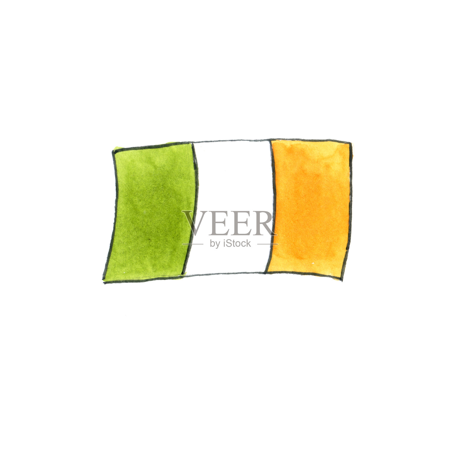 爱尔兰国旗。爱尔兰节日的象征之一是“圣帕特里克节”。插画图片素材
